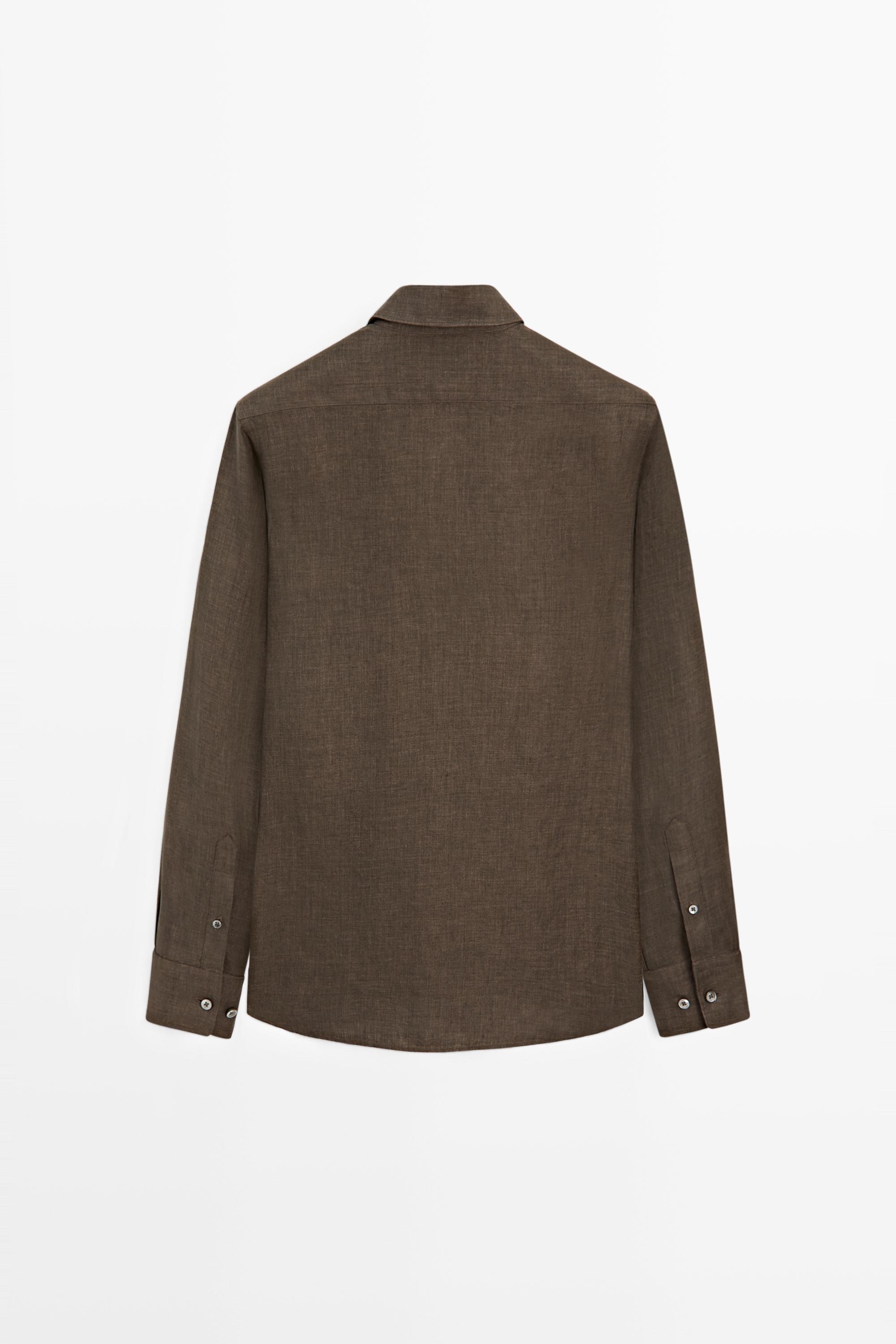 100% linen shirt — BROWN