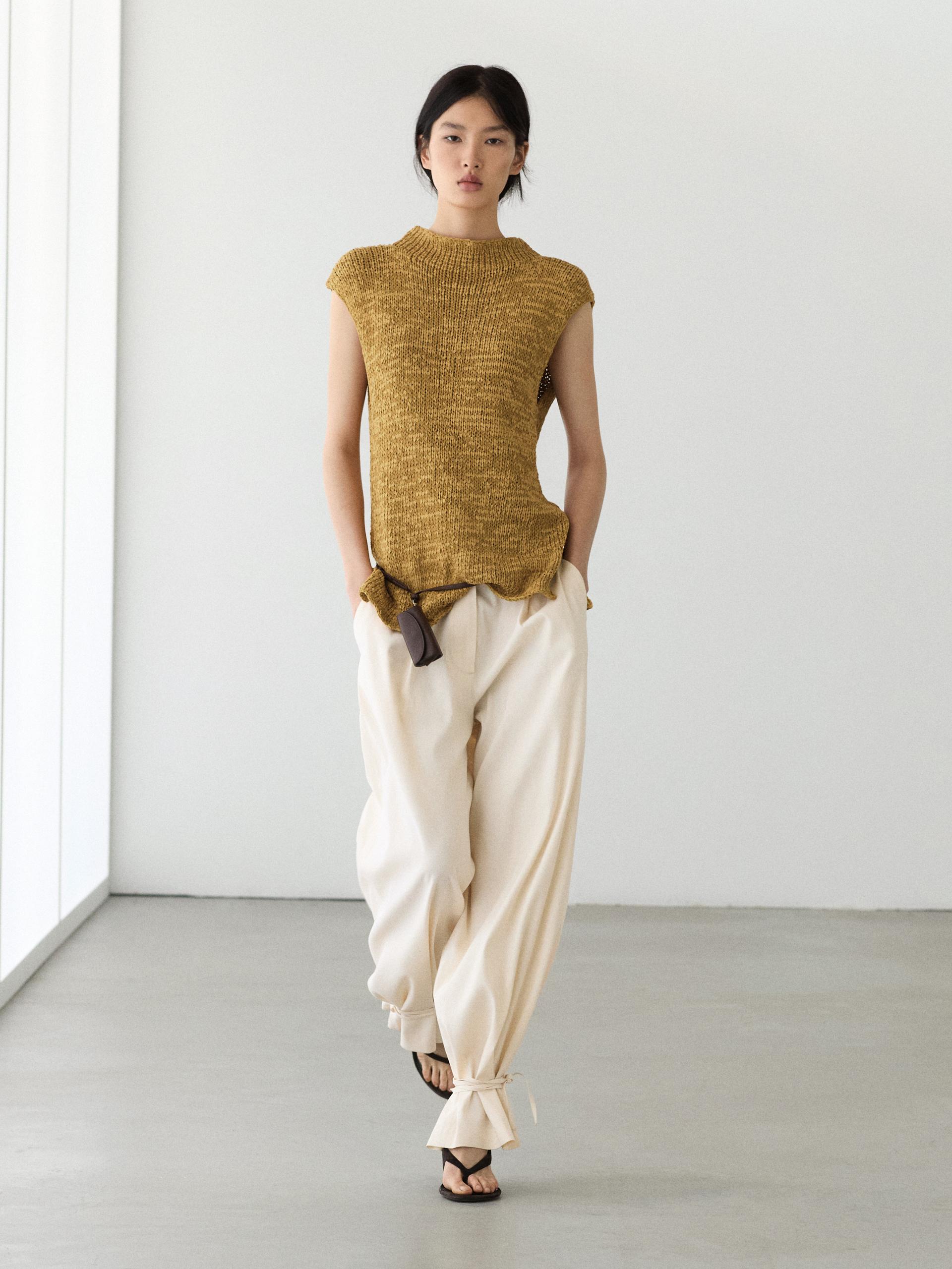Top En Maille De Coton - Curry - M - Massimo Dutti - Femme