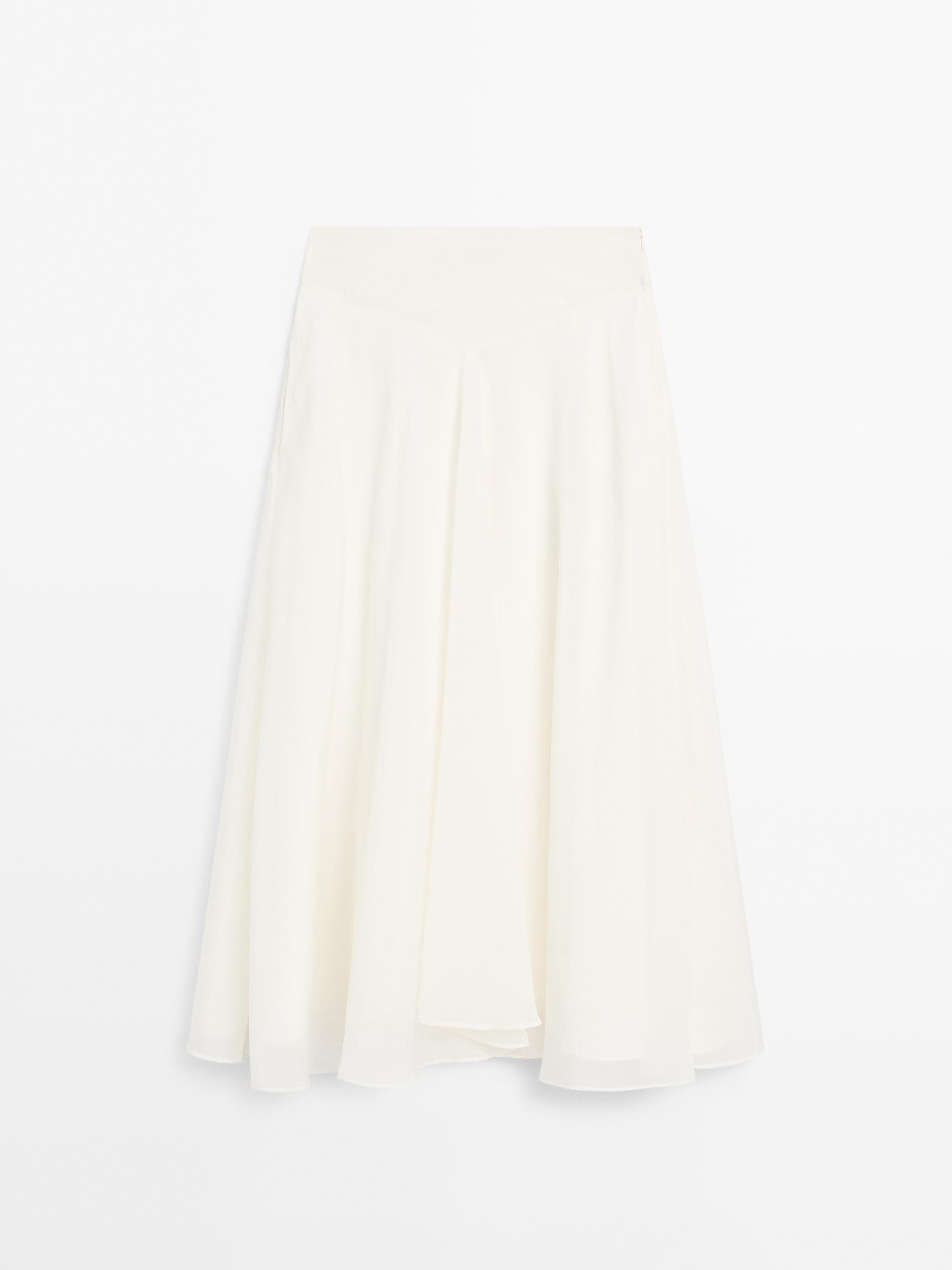 Midi skirt with yoke and flounce