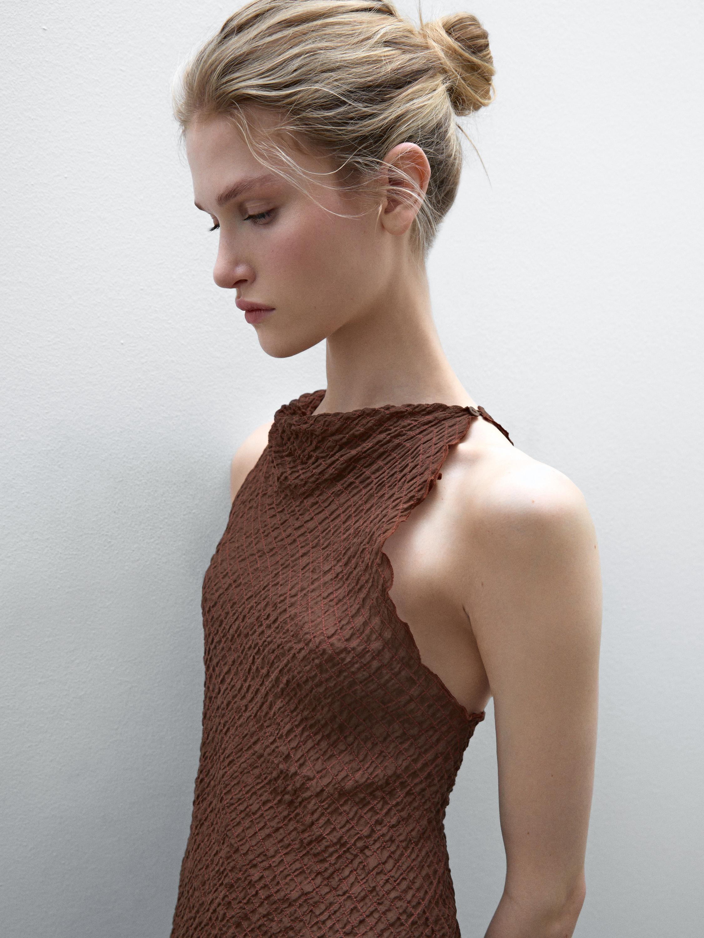 Flowing draped neck top