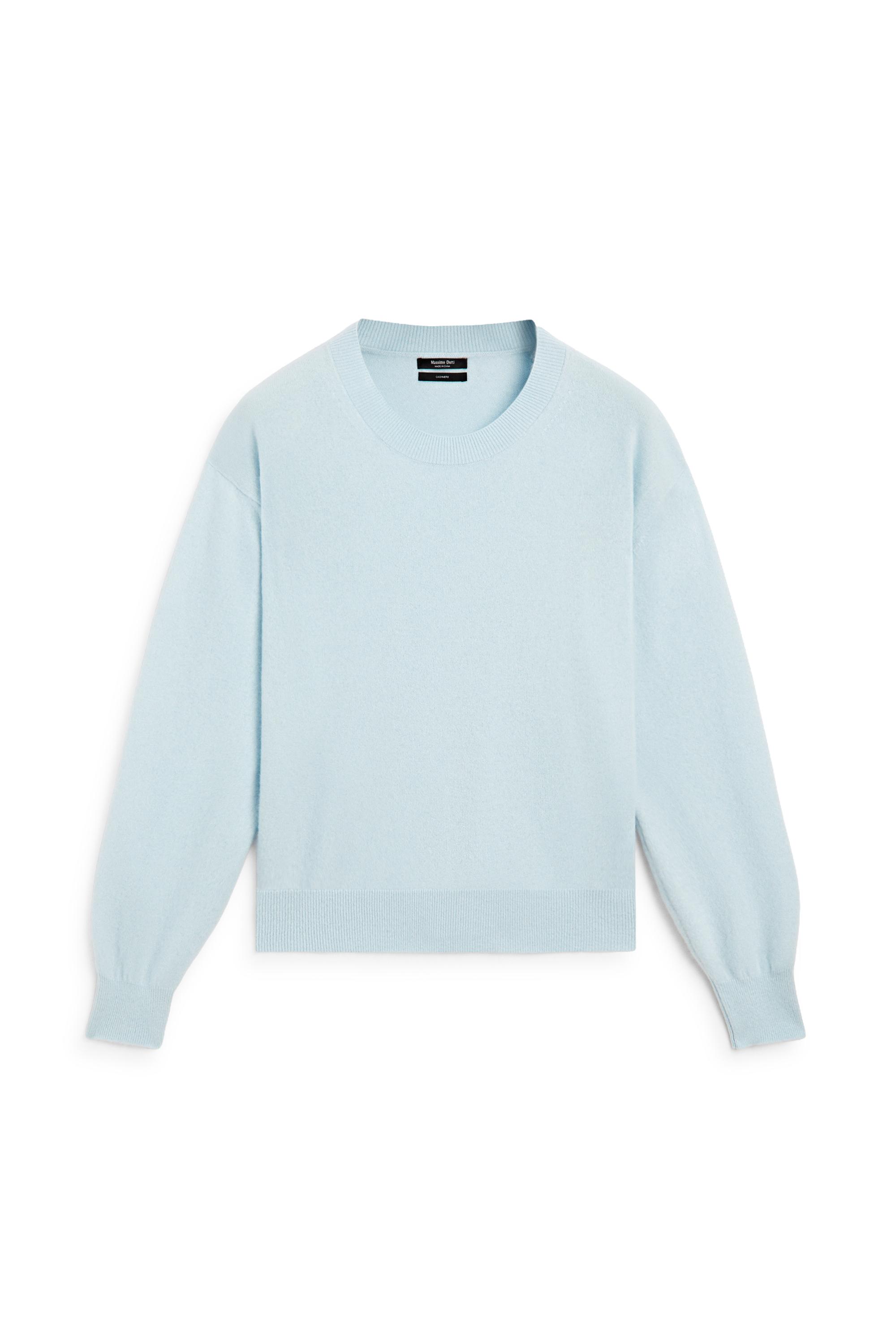100% cashmere long sleeve sweater — Light blue