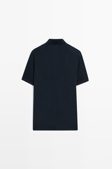 Wool blend knit polo shirt — NAVY BLUE 6