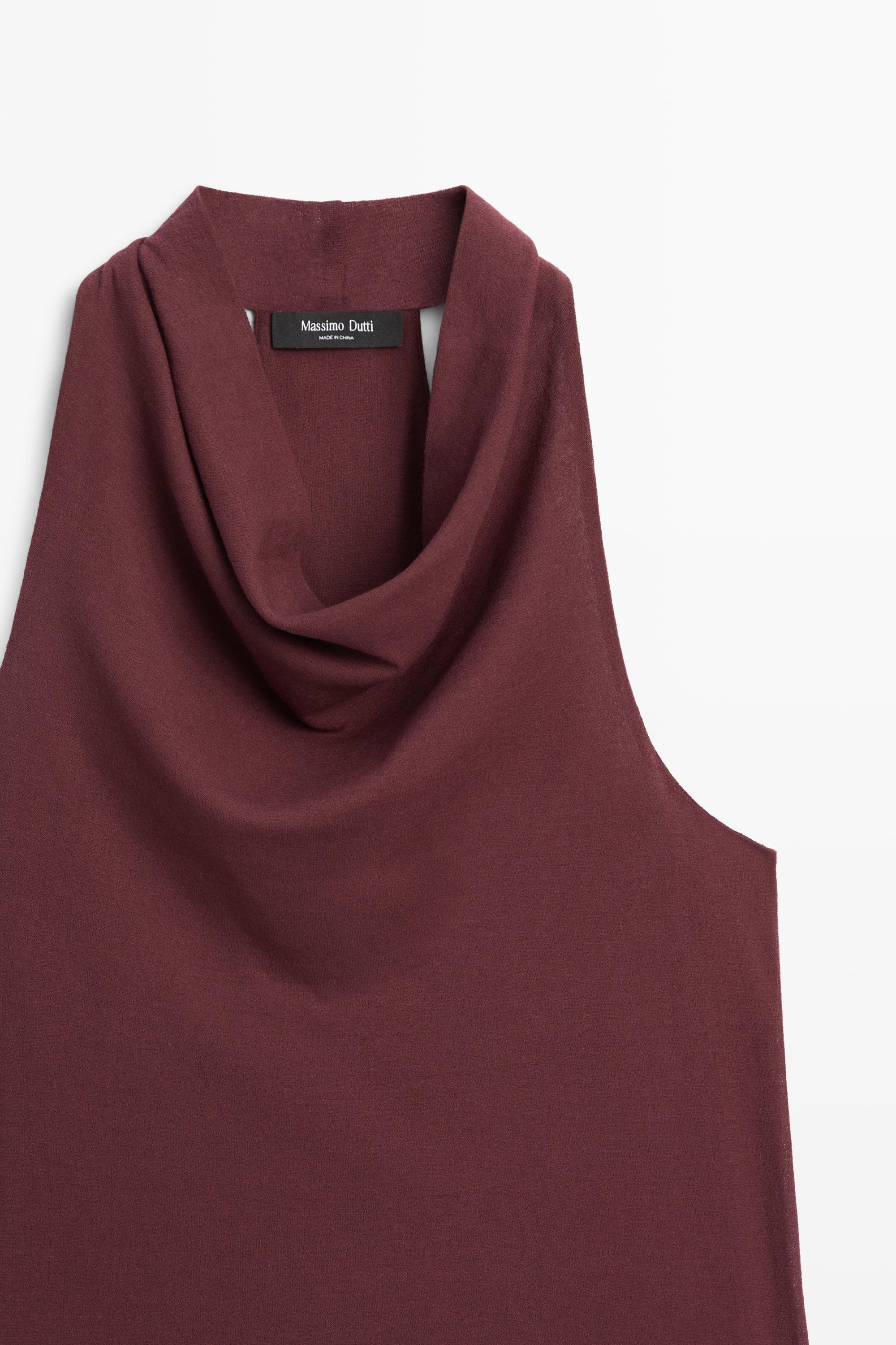 100% cotton draped top — BURGUNDY
