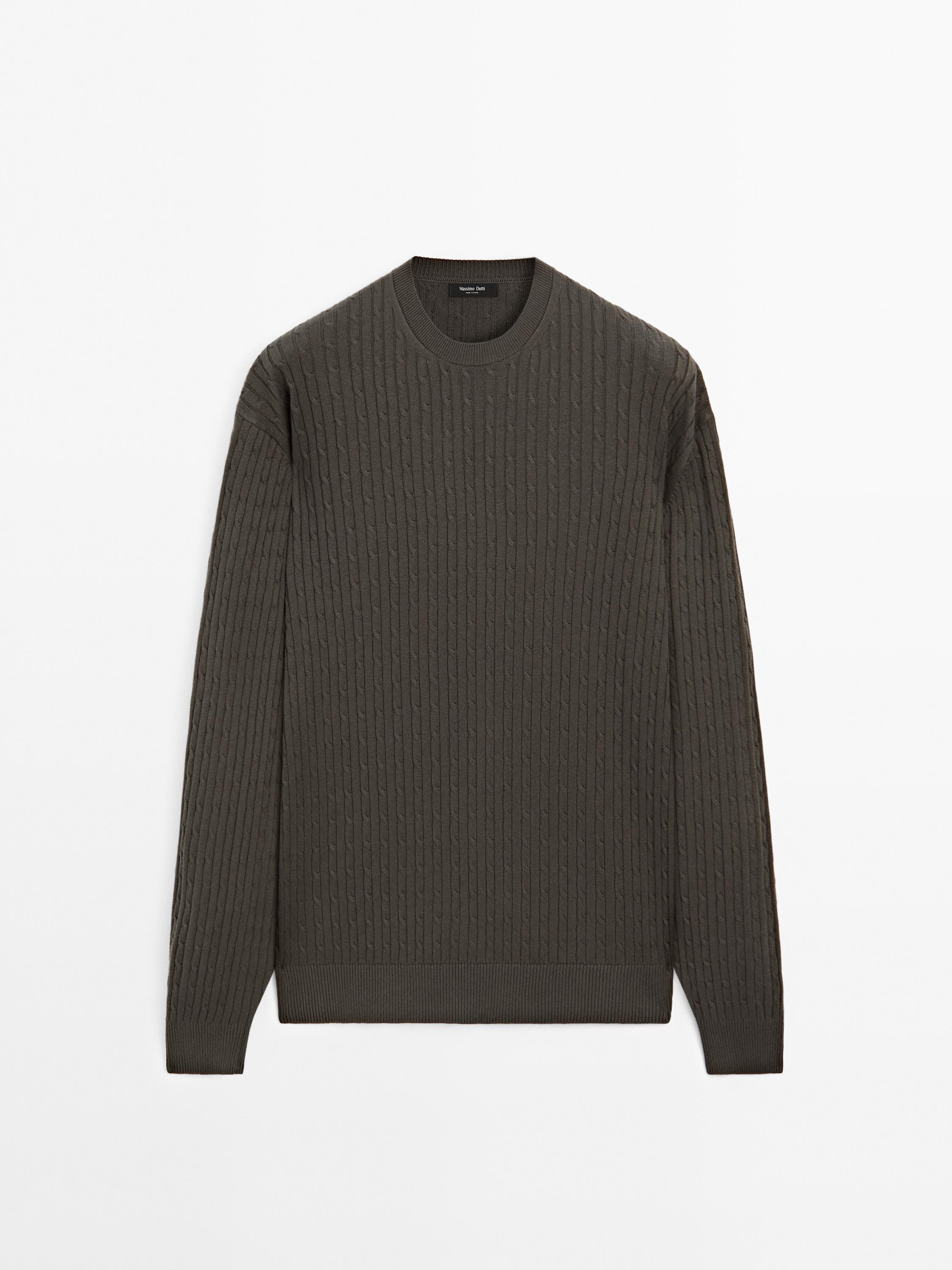 Cotton blend cable-knit sweater
