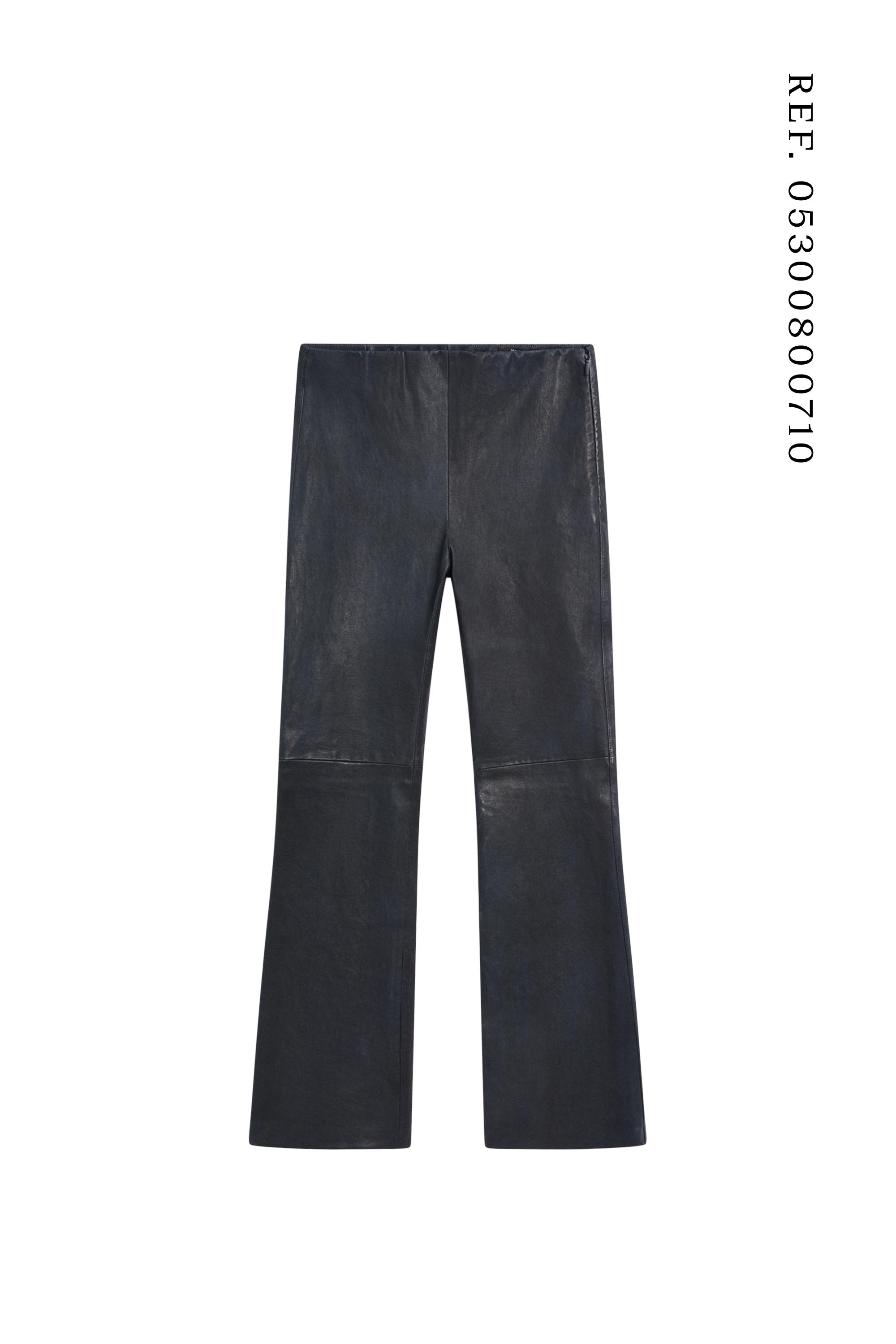 Nappa leather flare fit leggings — BLUE
