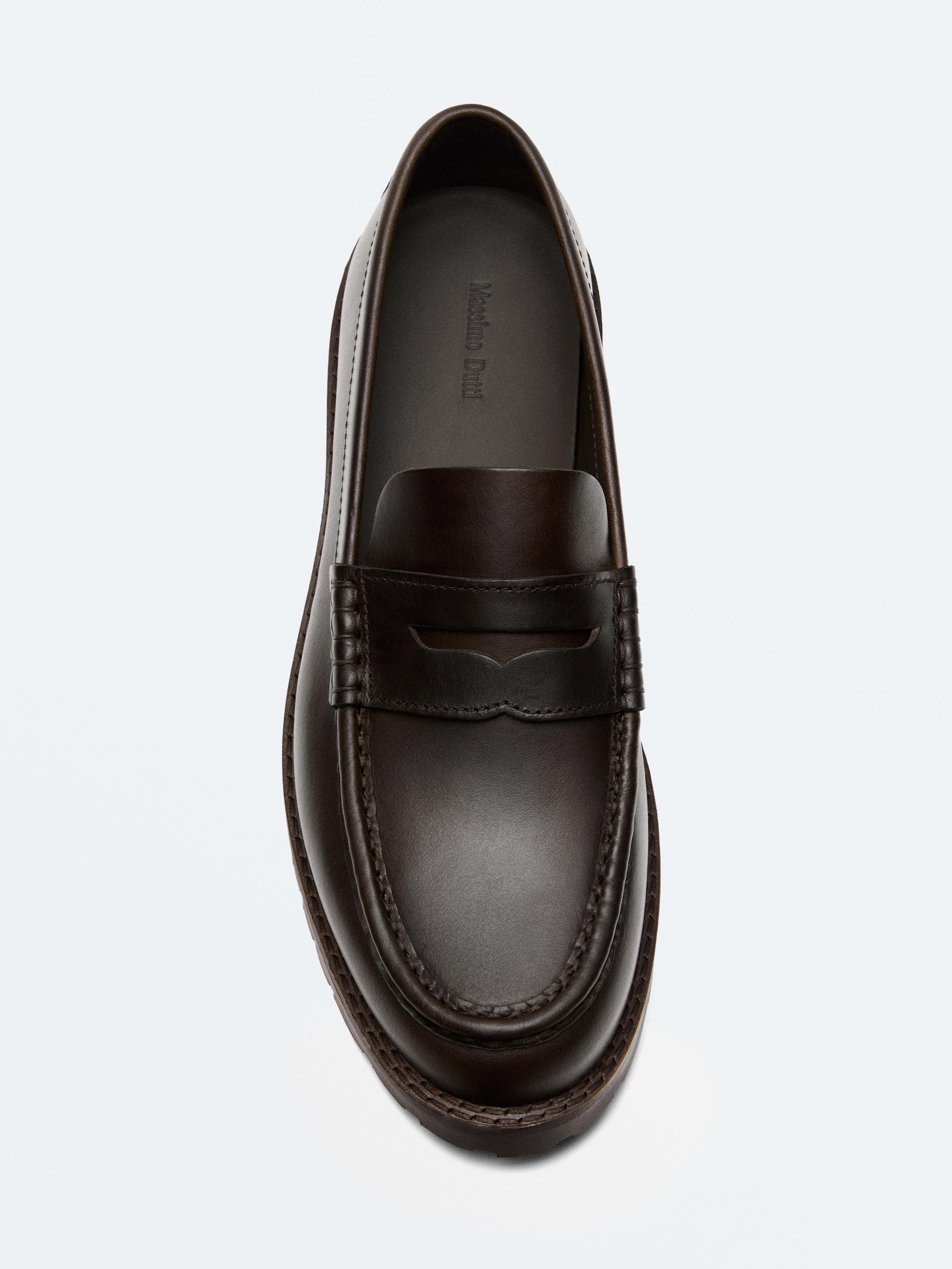Moc toe loafers with track sole — BROWN