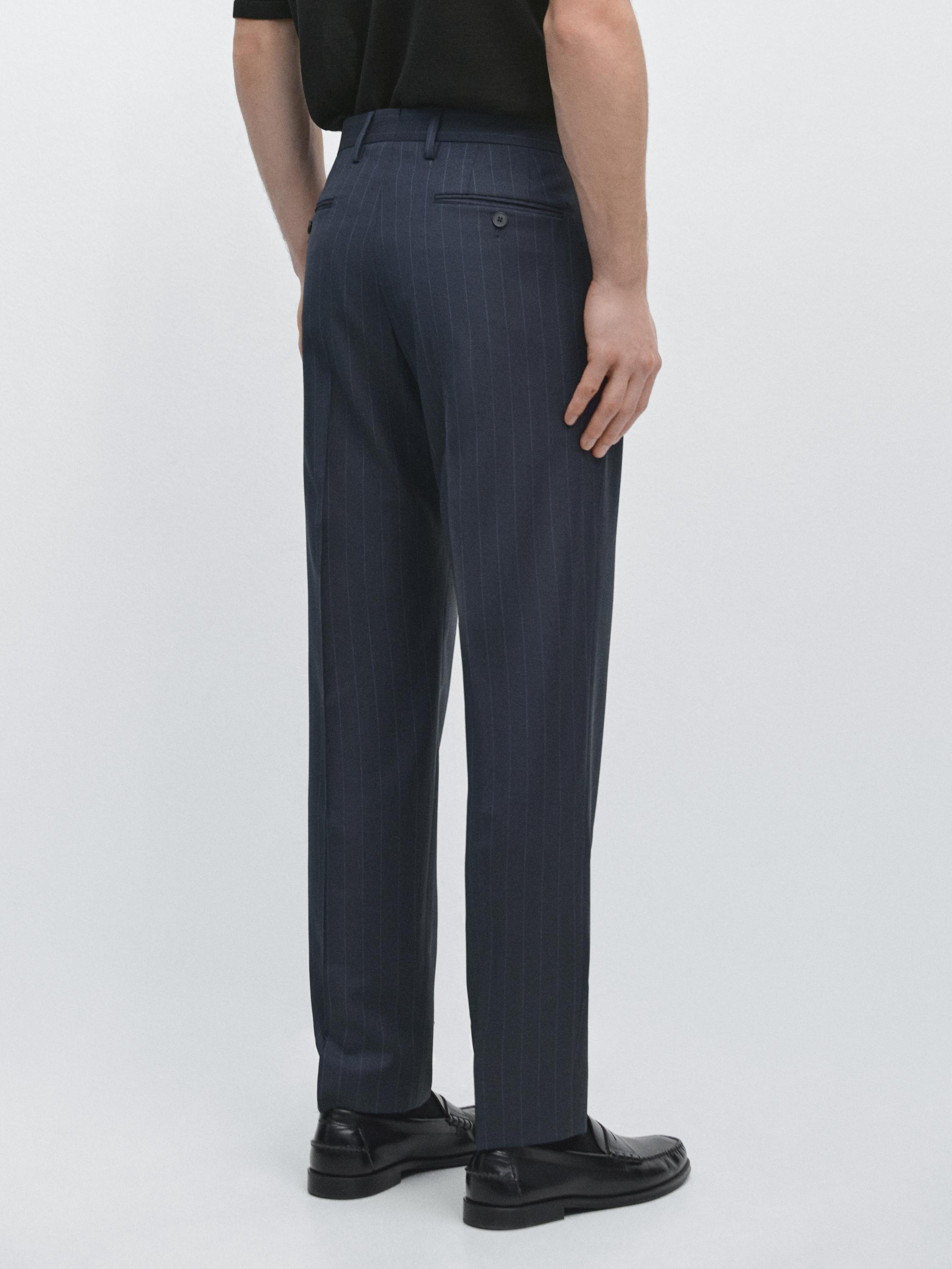 Pinstriped suit pants — NAVY BLUE
