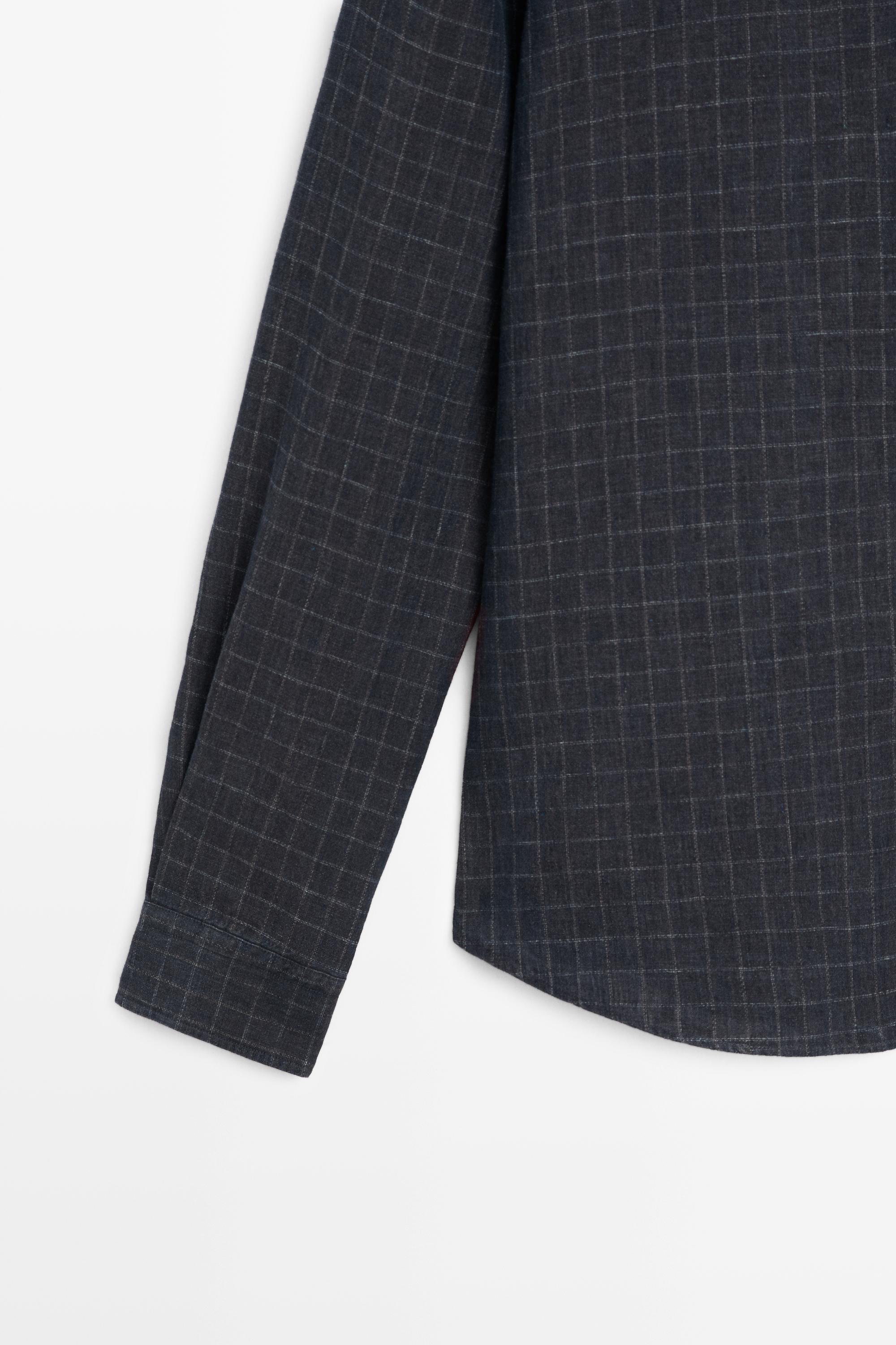 100% linen regular fit check shirt — LEAD