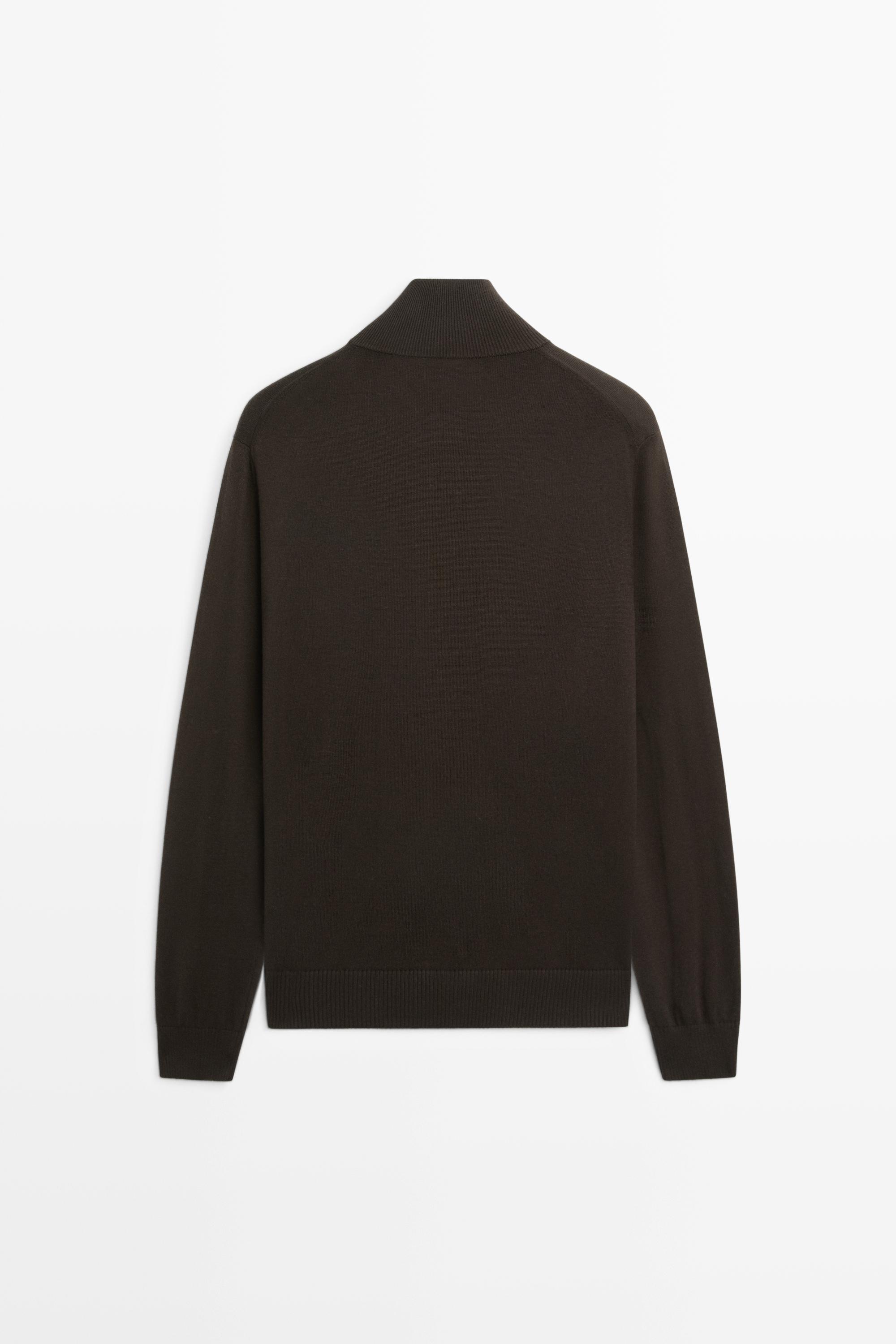 100% cotton knit cardigan — BROWN MARL