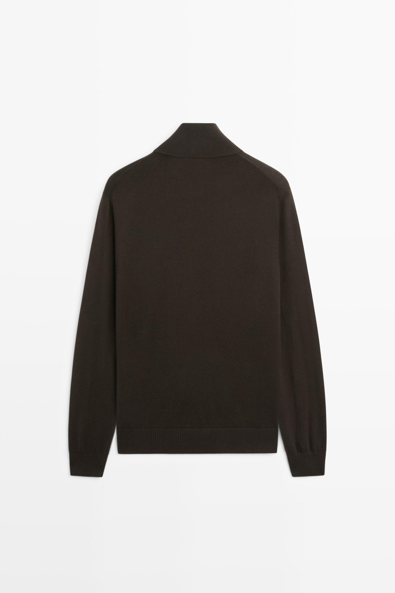 100% cotton knit cardigan — BROWN MARL