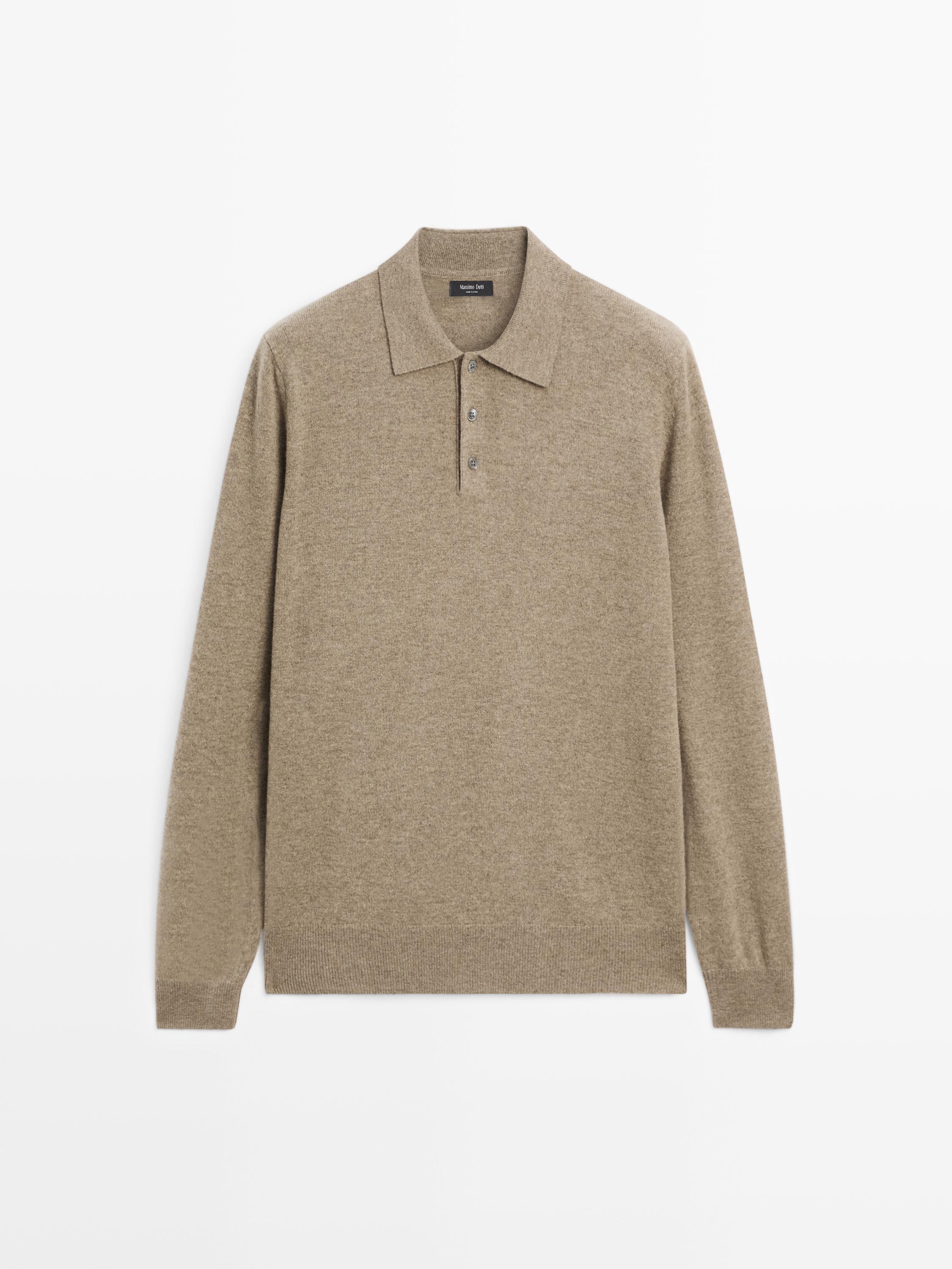 Strikket polotrøje i uldblanding