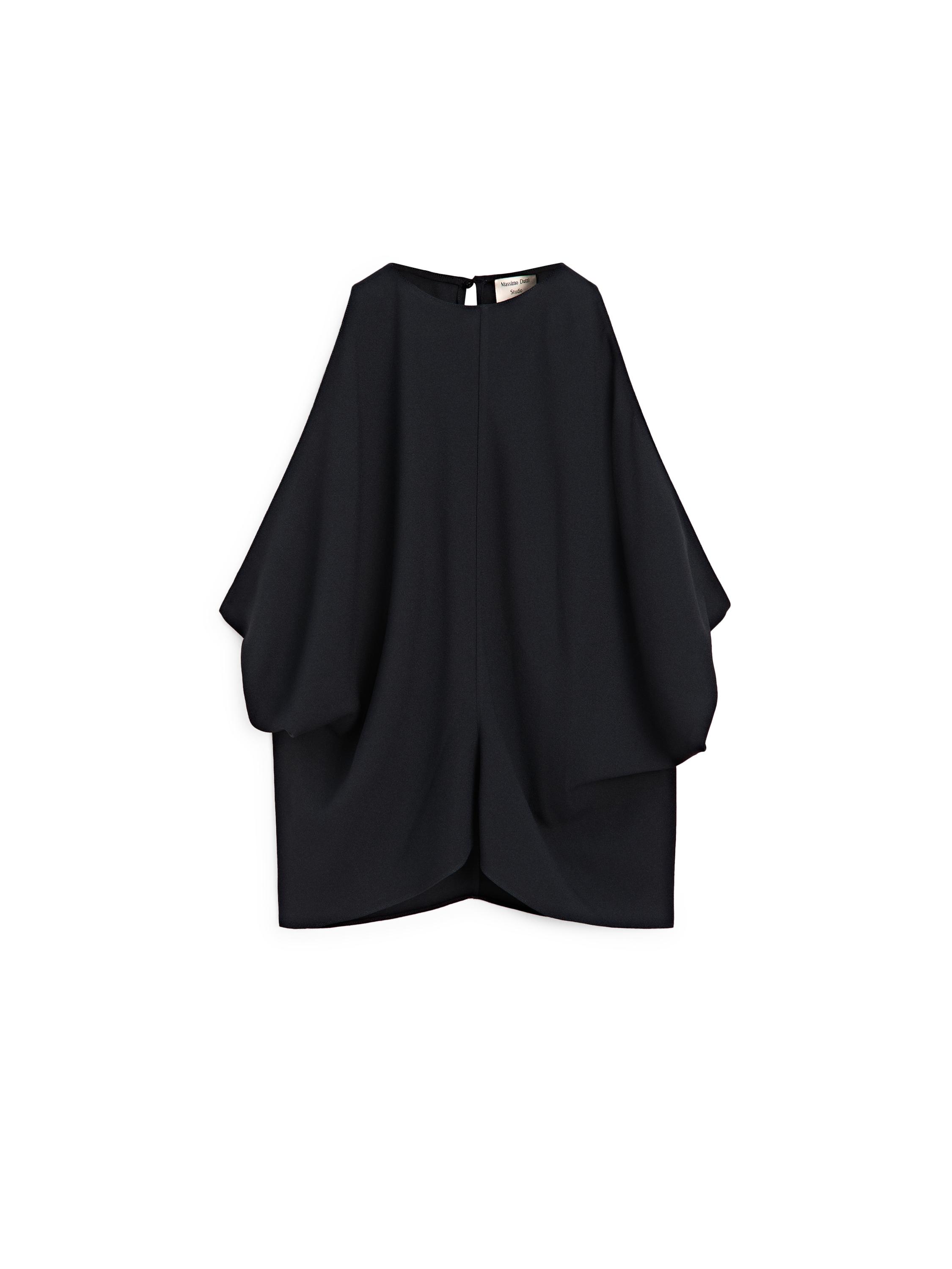 Top with draped detail and low-cut back - STUDIO — NAVY BLUE