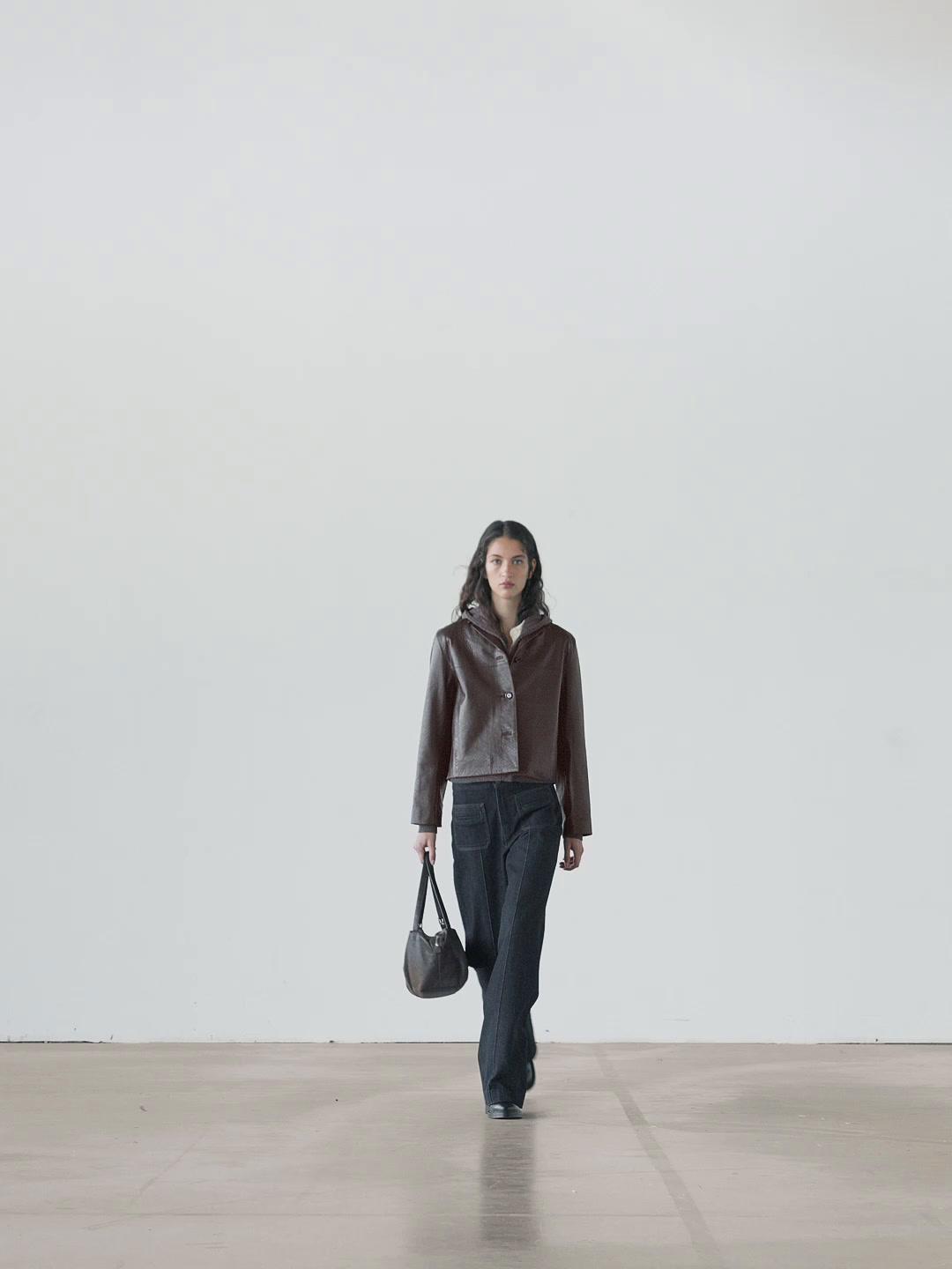 Cropped nappaleren jack