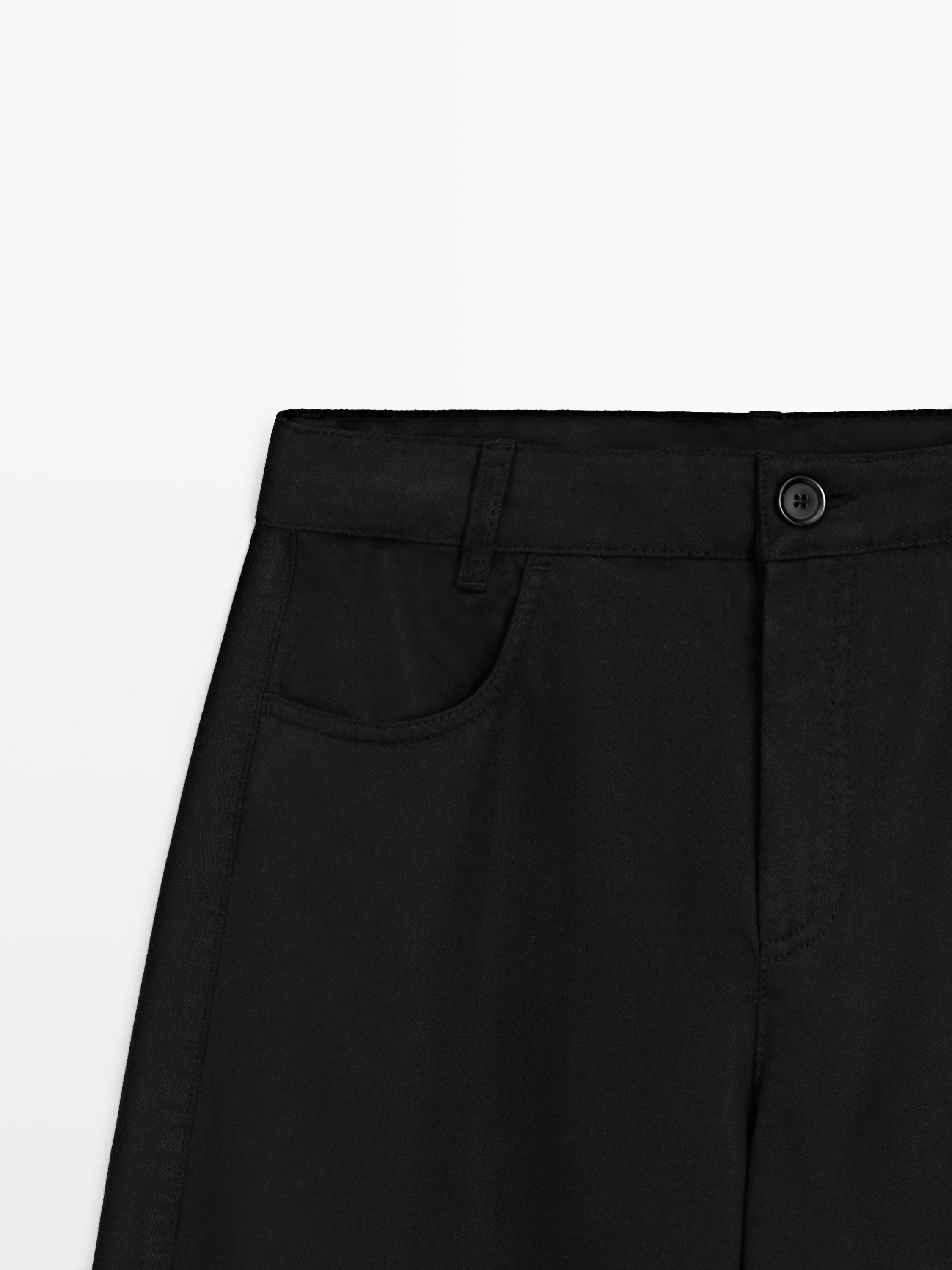 Flowing barrel fit trousers — BLACK