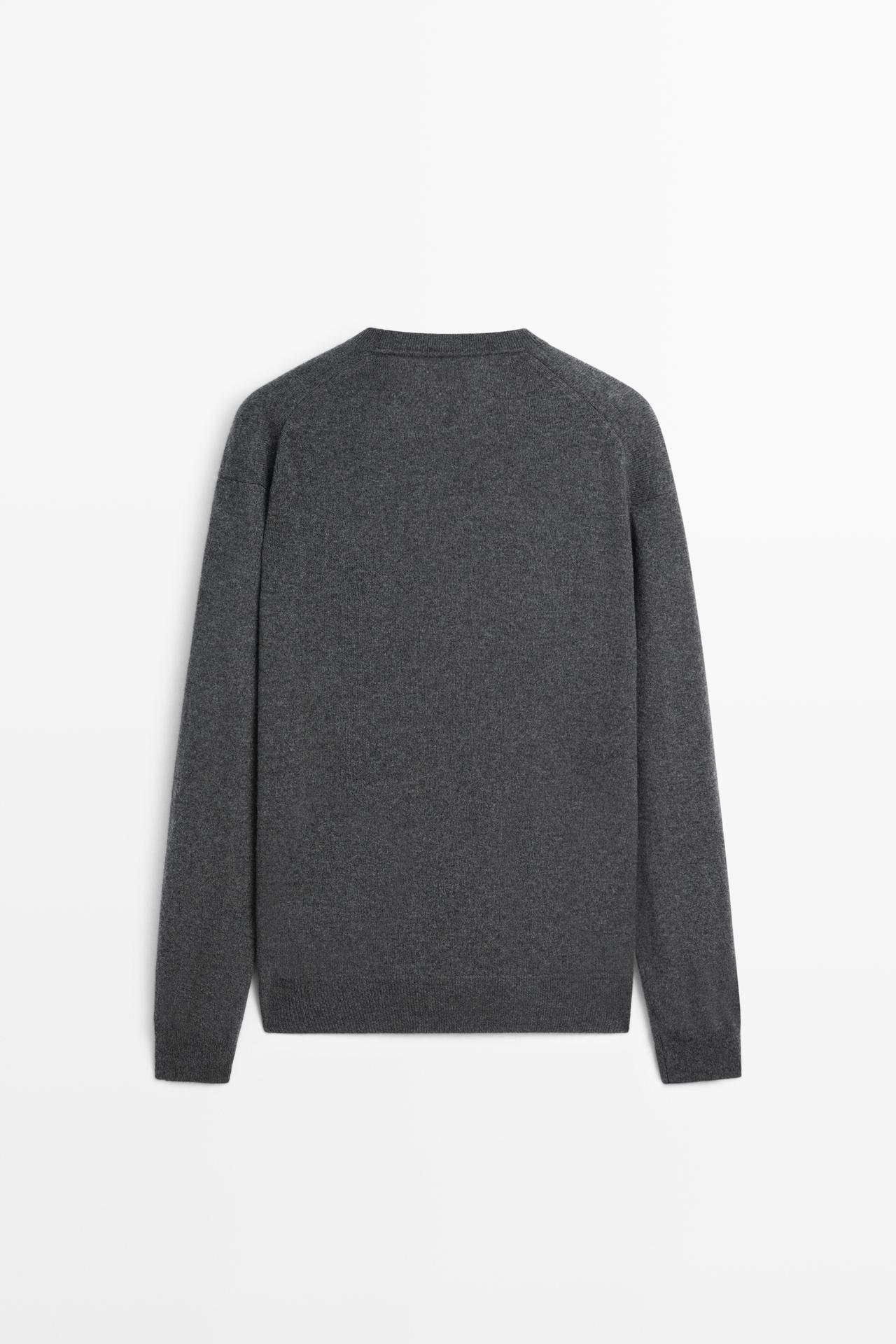Knit 100% cashmere round neck sweater — MEDIUM GREY