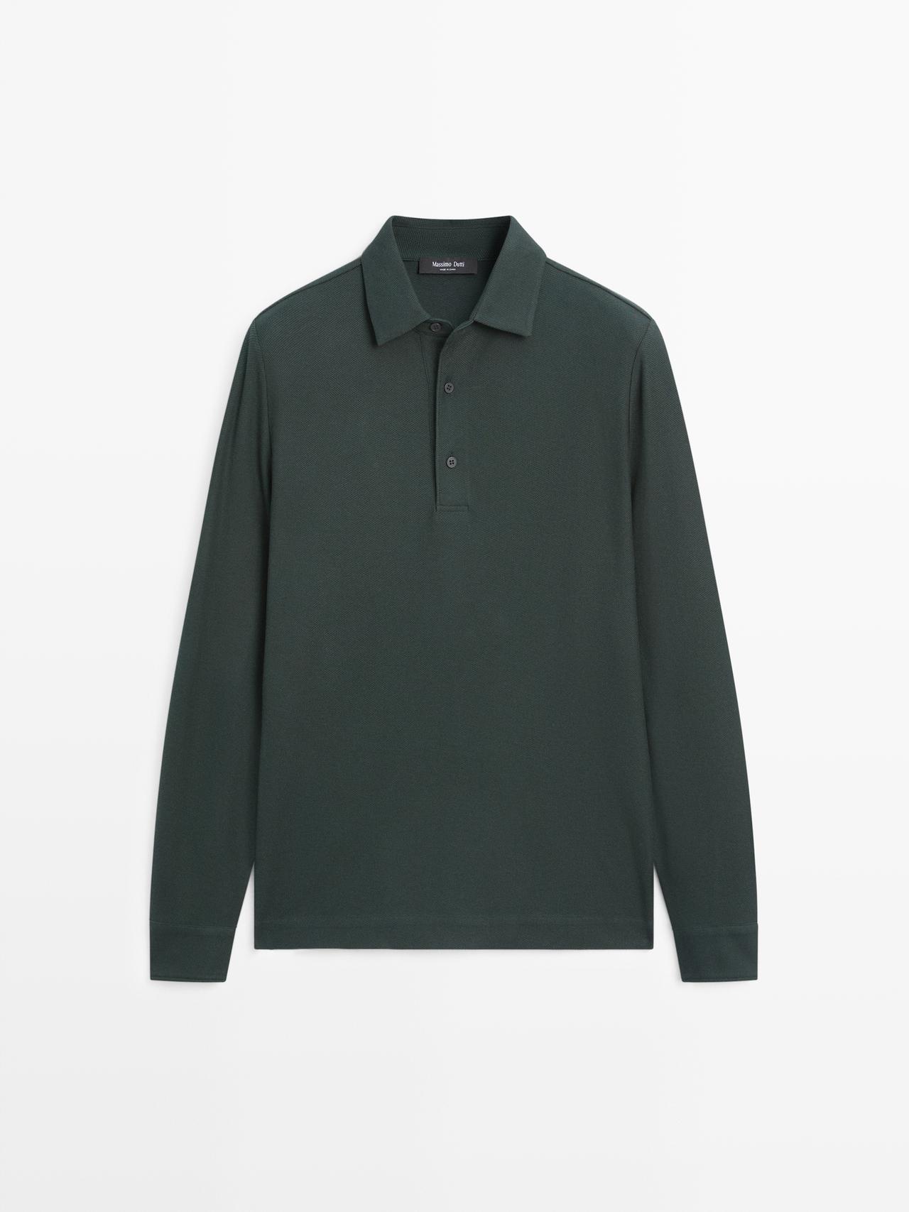 Massimo Dutti - Heren - Piqué Polo Met Structuur En Lange Mouw - Fles - L
