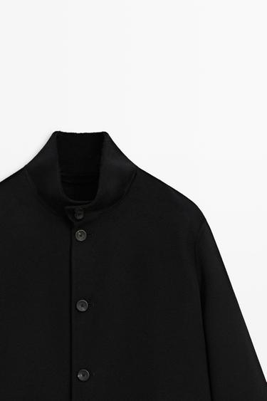 High neck wool blend coat — BLACK 4