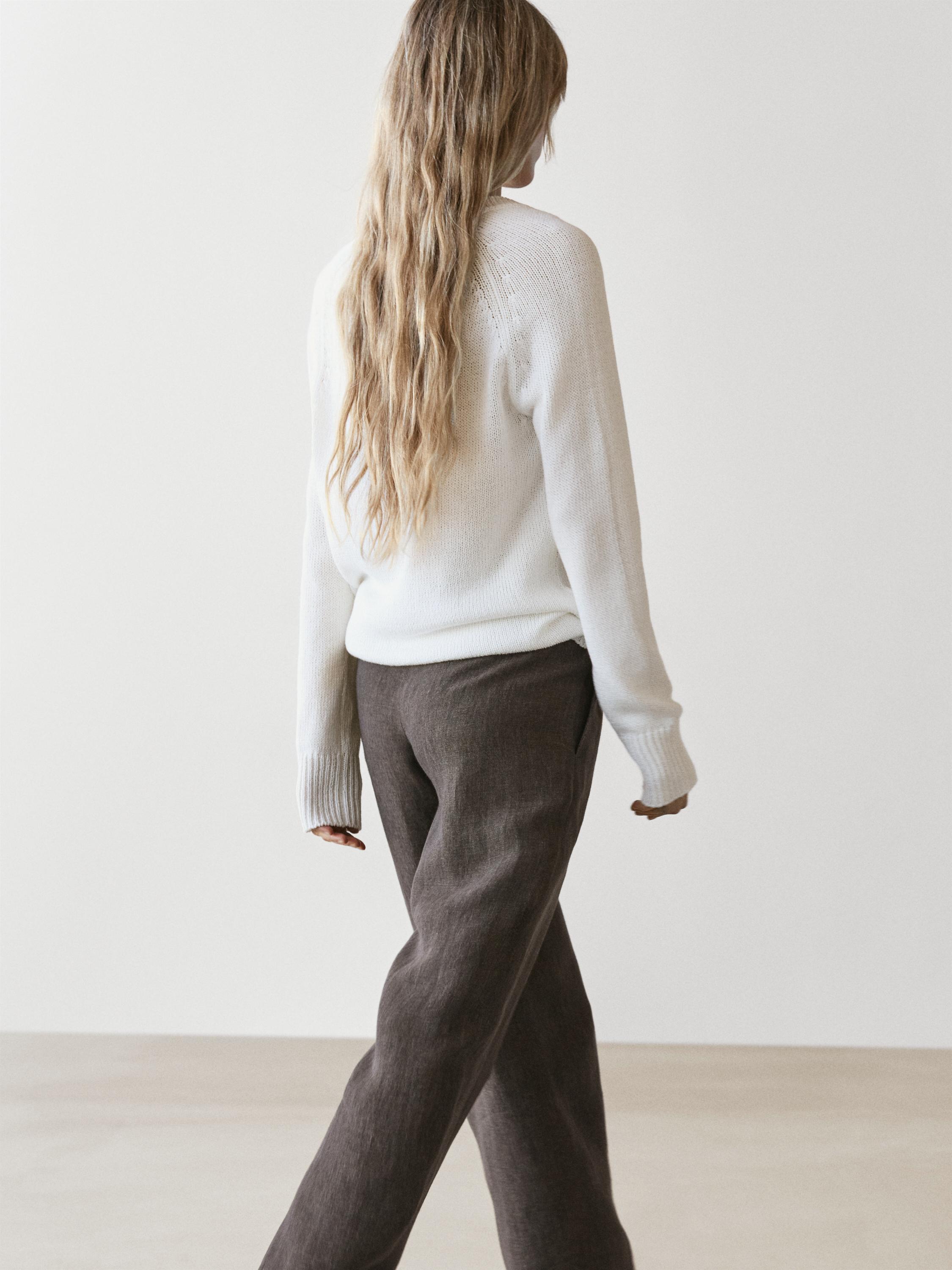 Linen barrel fit trousers — Chocolate