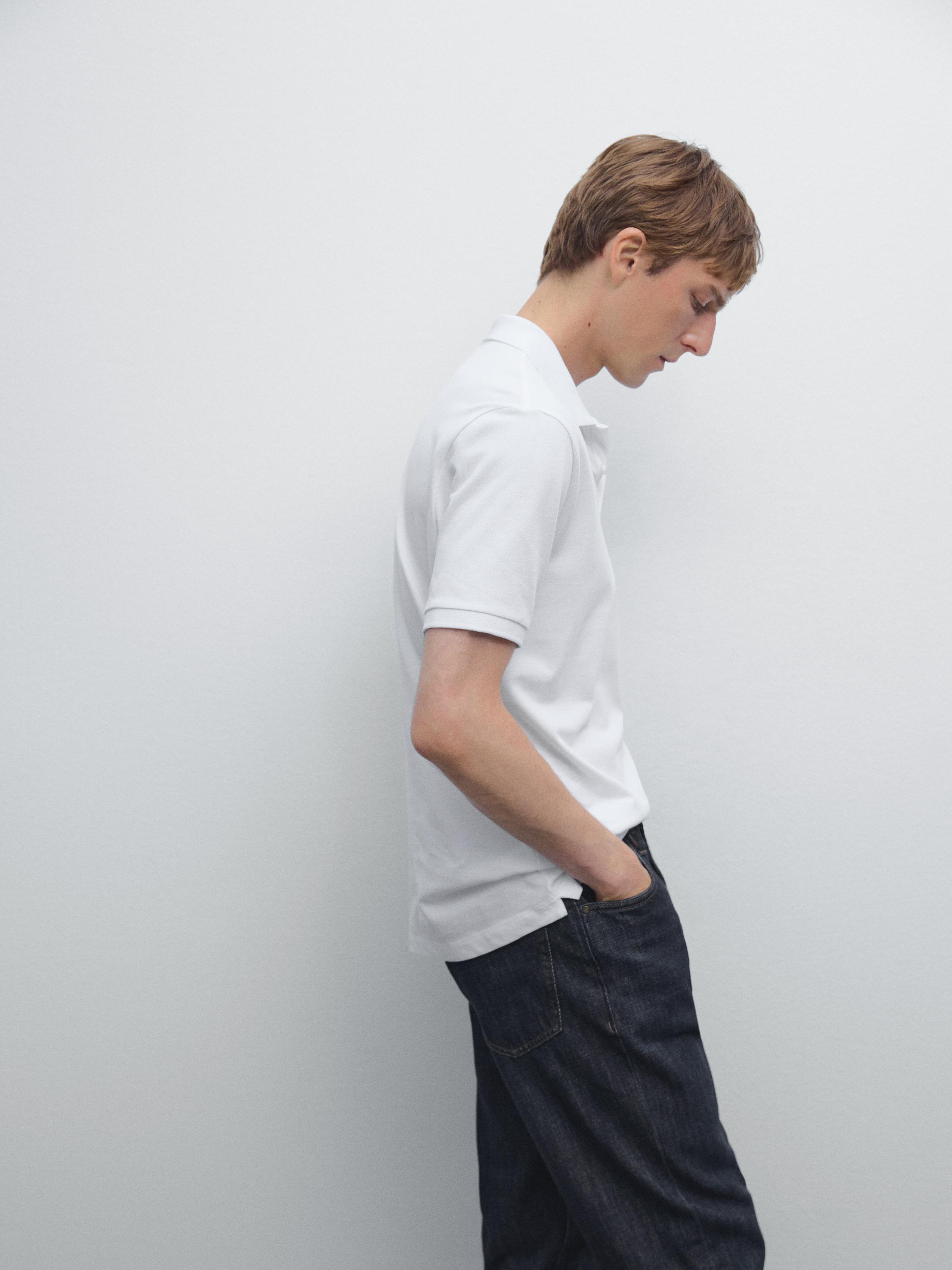Micro textured piqué cotton polo shirt