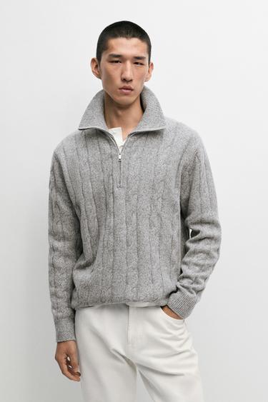 100% wool cable-knit sweater — ANTHRACITE GREY 3