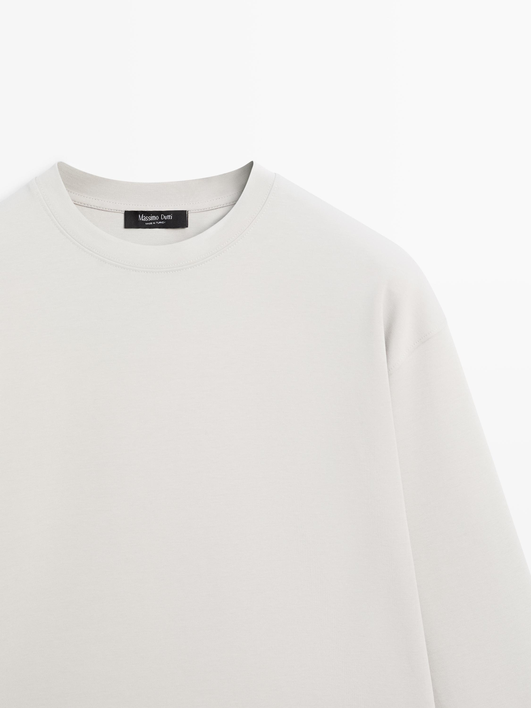 Cotton blend sweatshirt — PEARL GREY