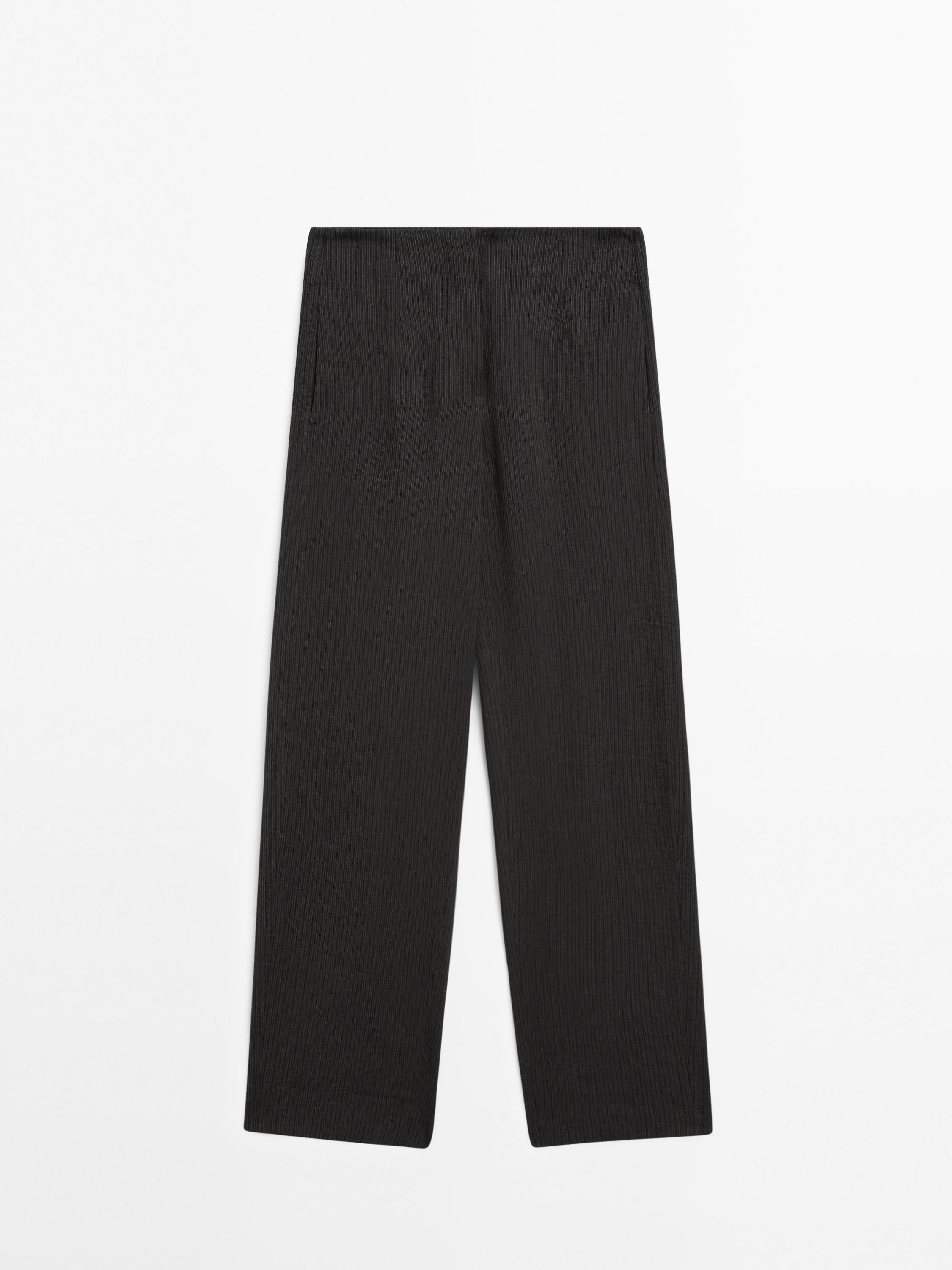 Striped cotton blend suit trousers