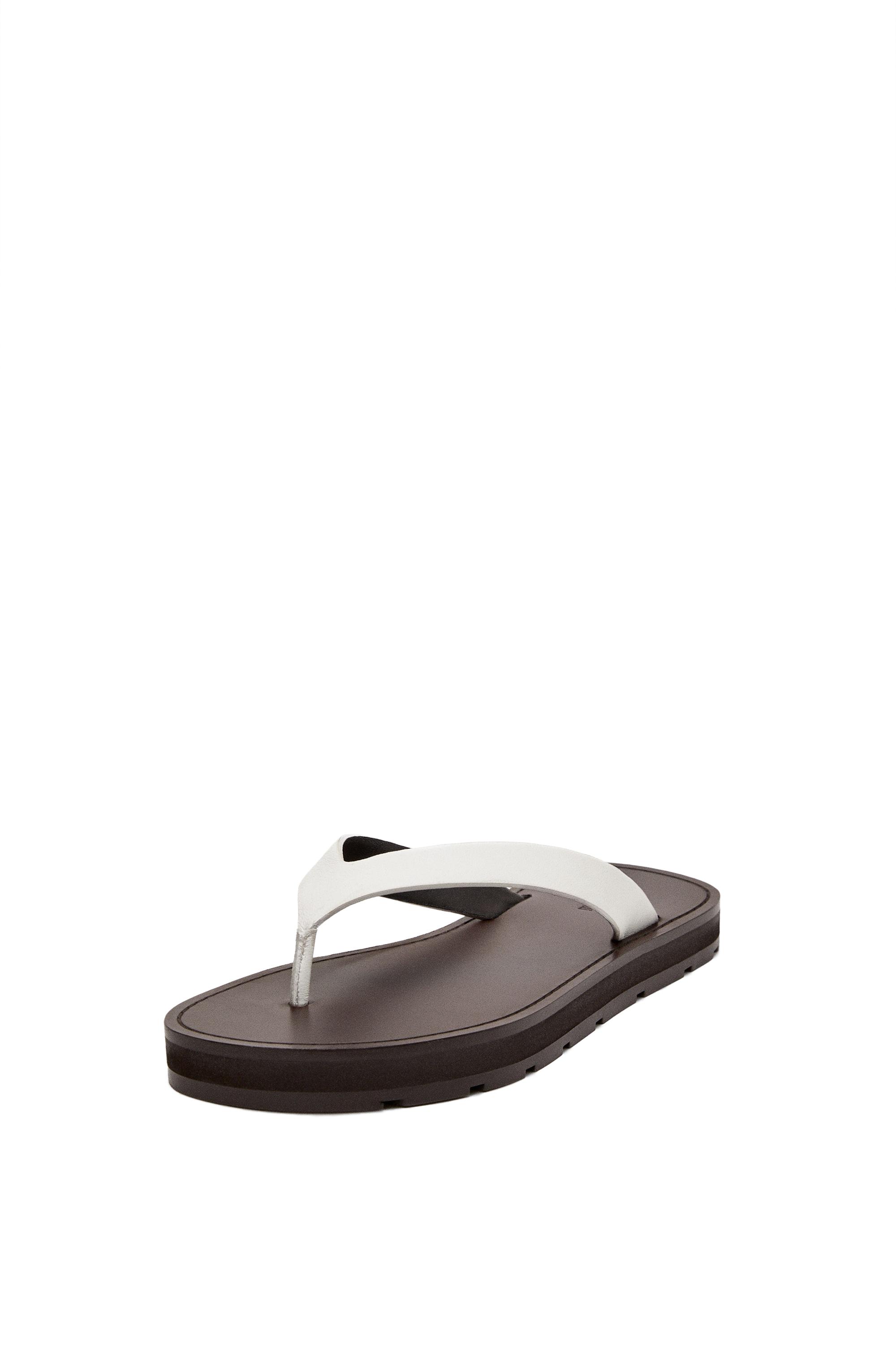 Leather toe divider sandals — WHITE