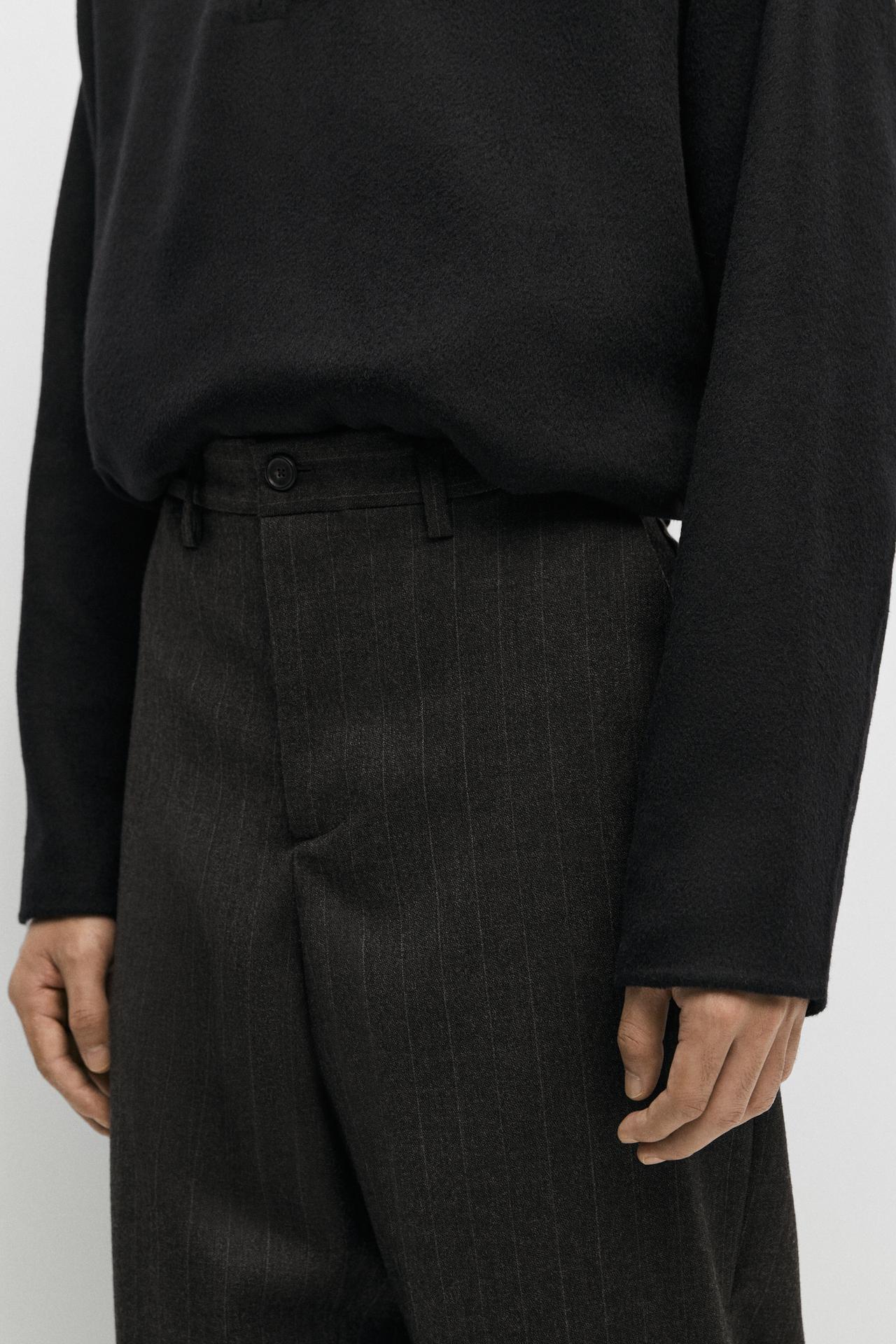100% wool striped pants — BROWN