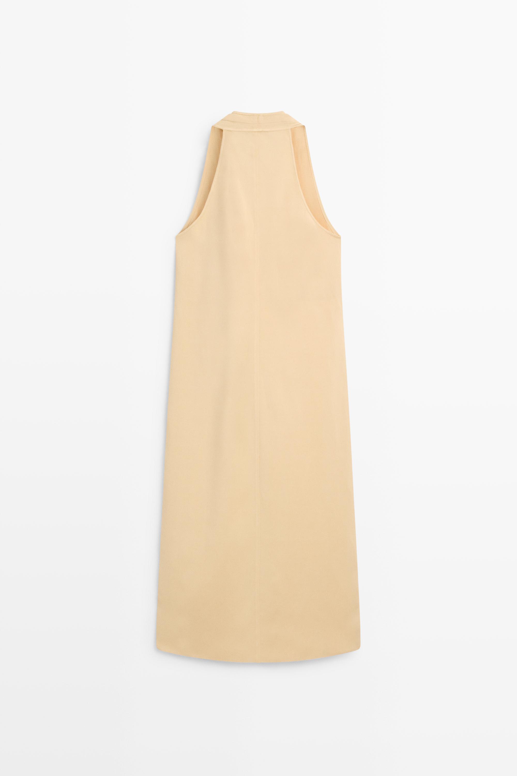 Midi dress with button detail — PALE YELLOW