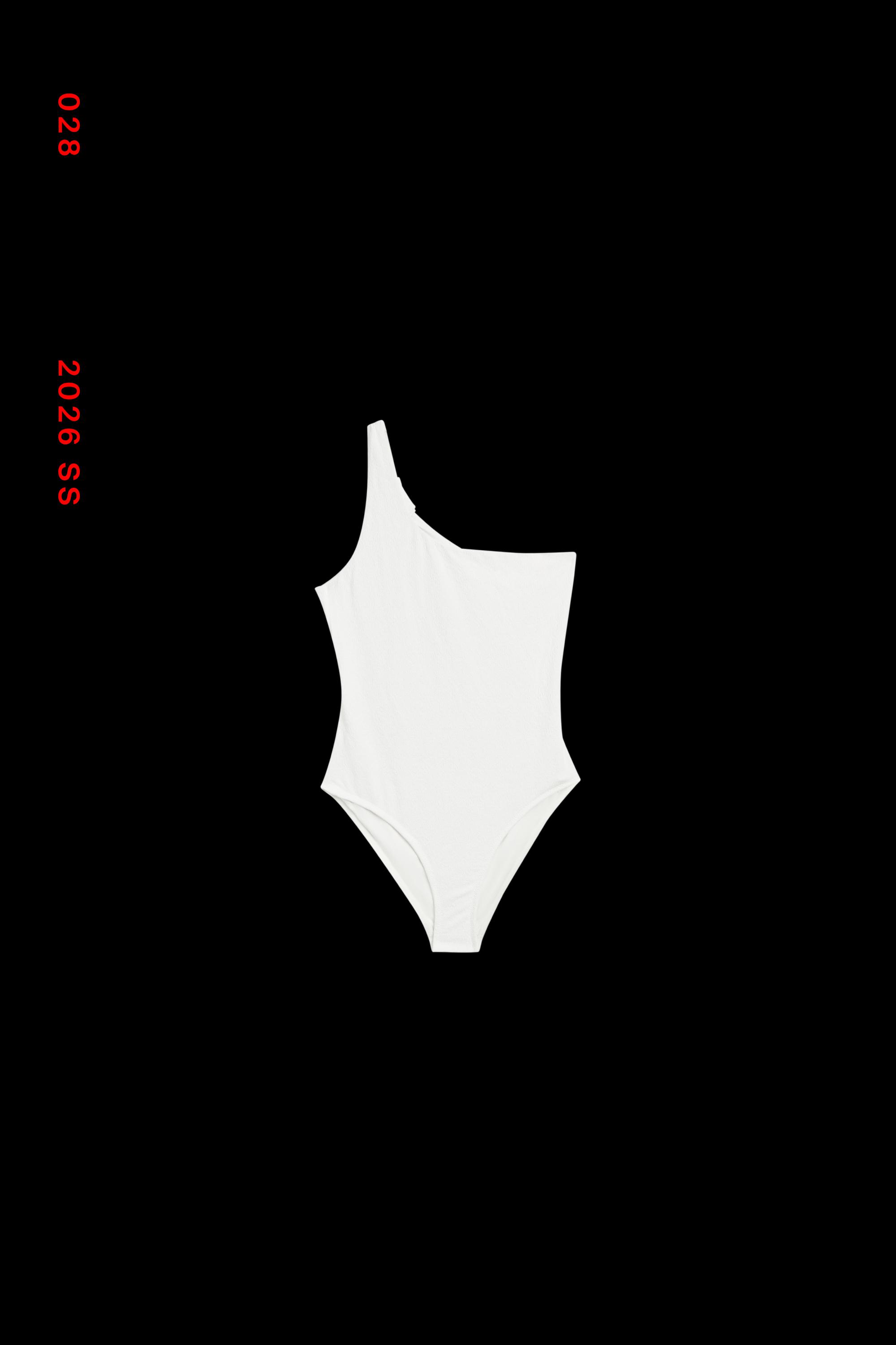 Textured asymmetric swimsuit — Off white