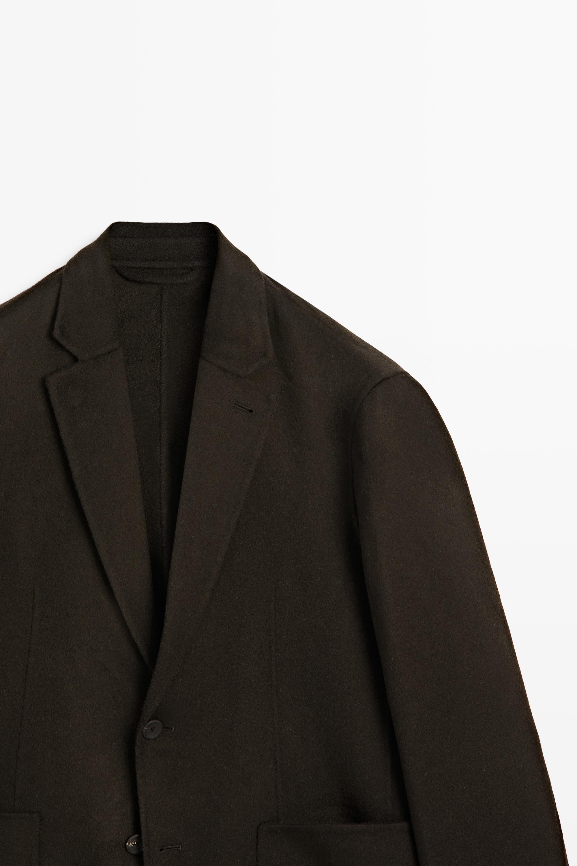 Double-layer wool blend blazer — Chocolate