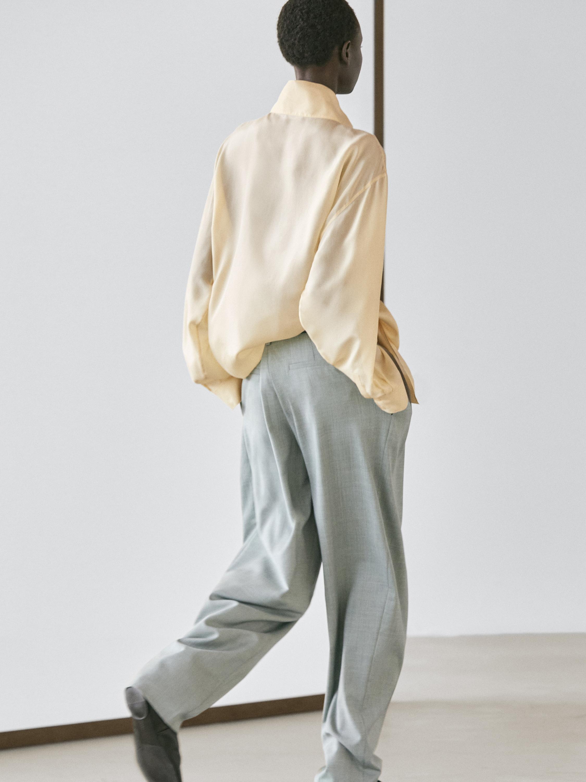 Flowing trousers with darts — BLUISH GREY