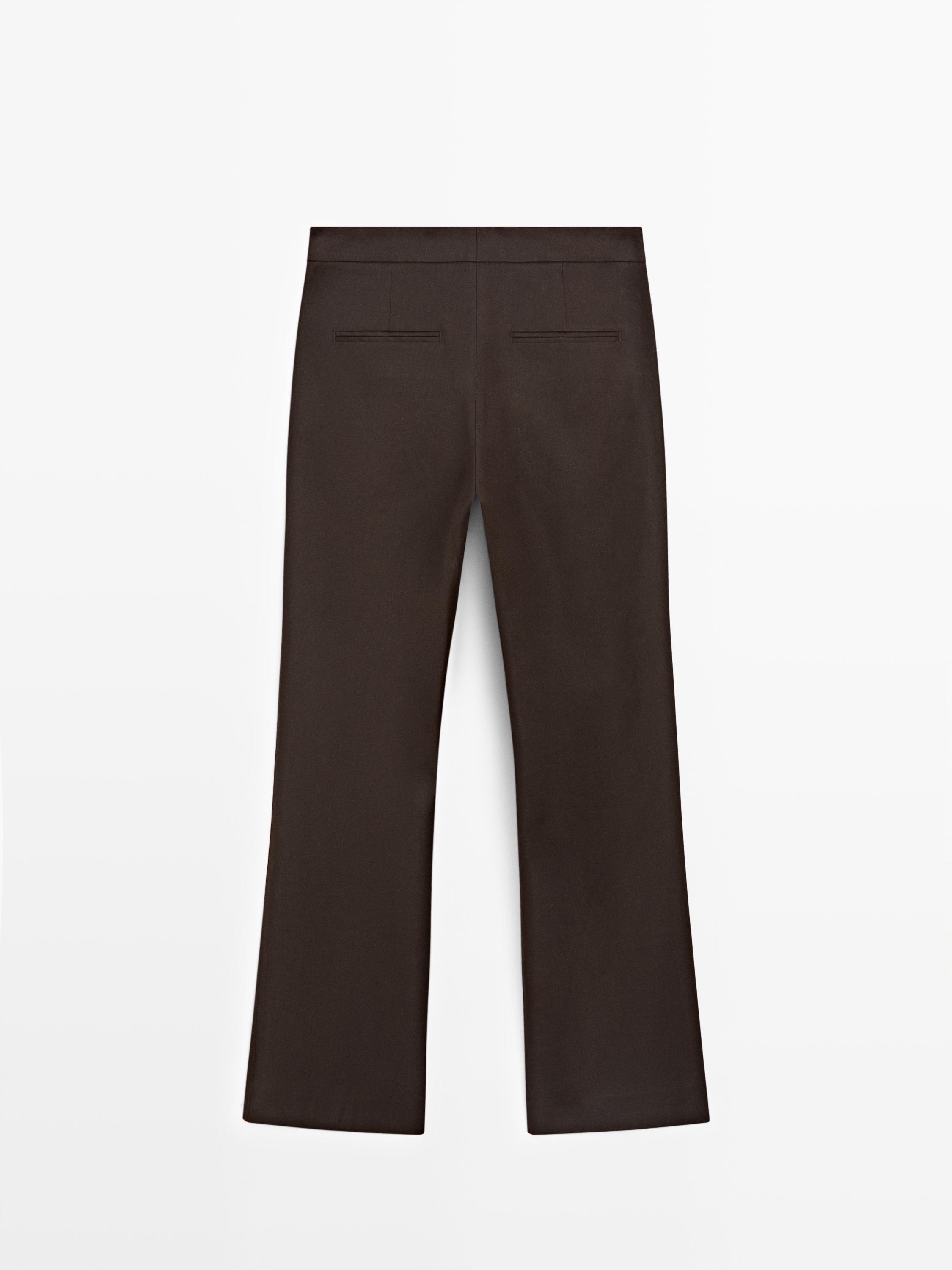 Linen quick-flare pants — Chocolate
