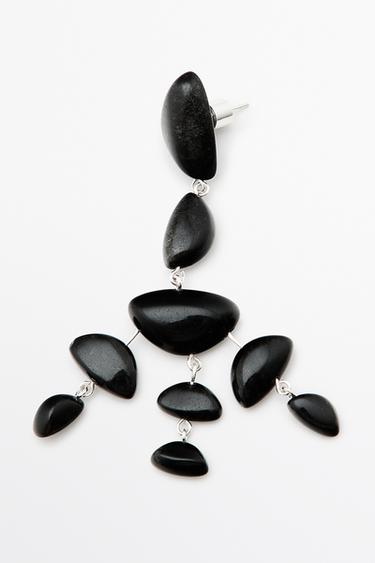 Large gemstone dangle earrings — BLACK 2