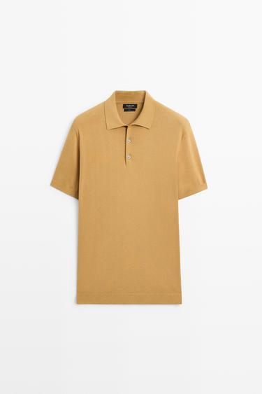 100% cotton knit polo sweater — MUSTARD YELLOW 2
