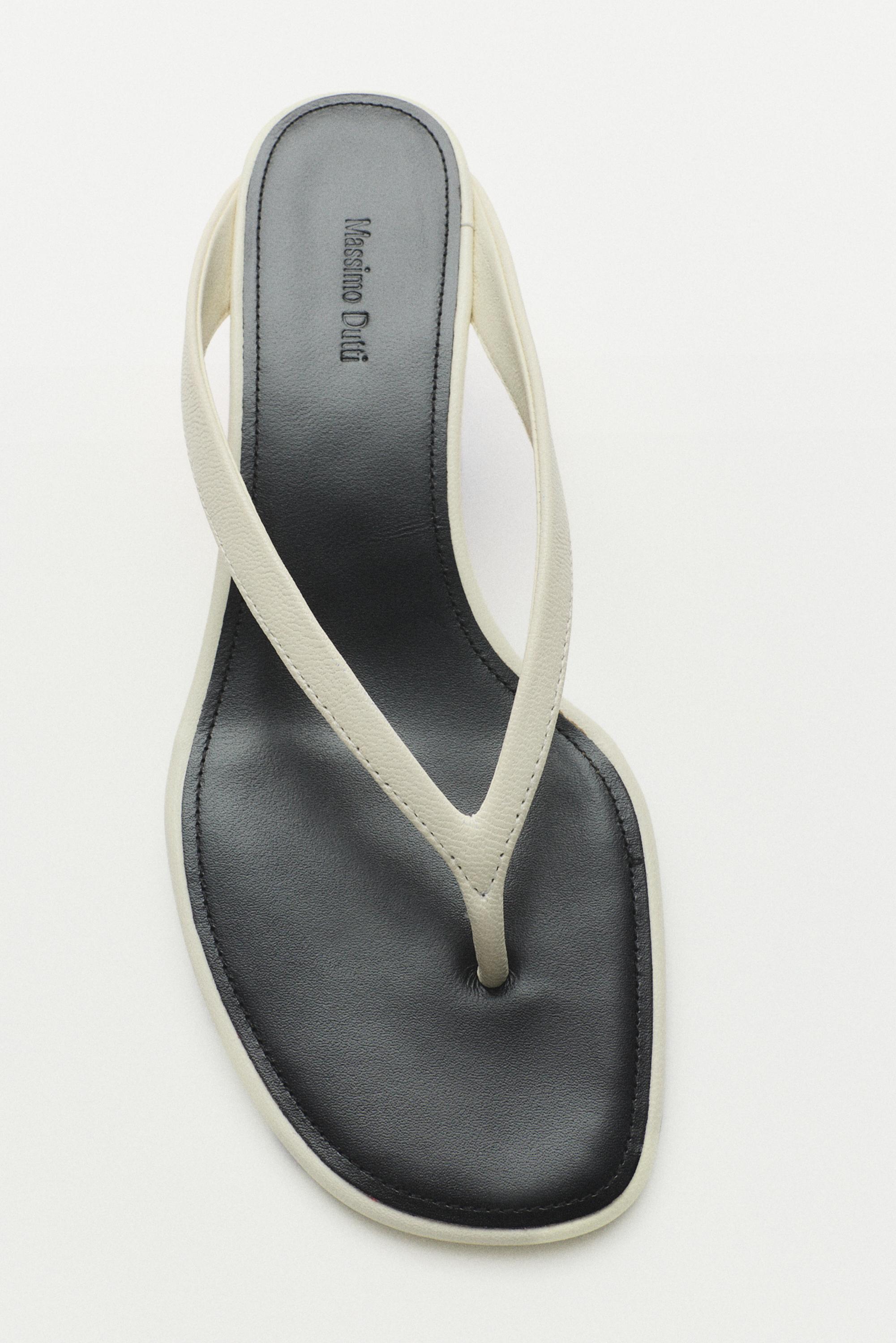 Mid-heel sandals with toe divider — WHITE