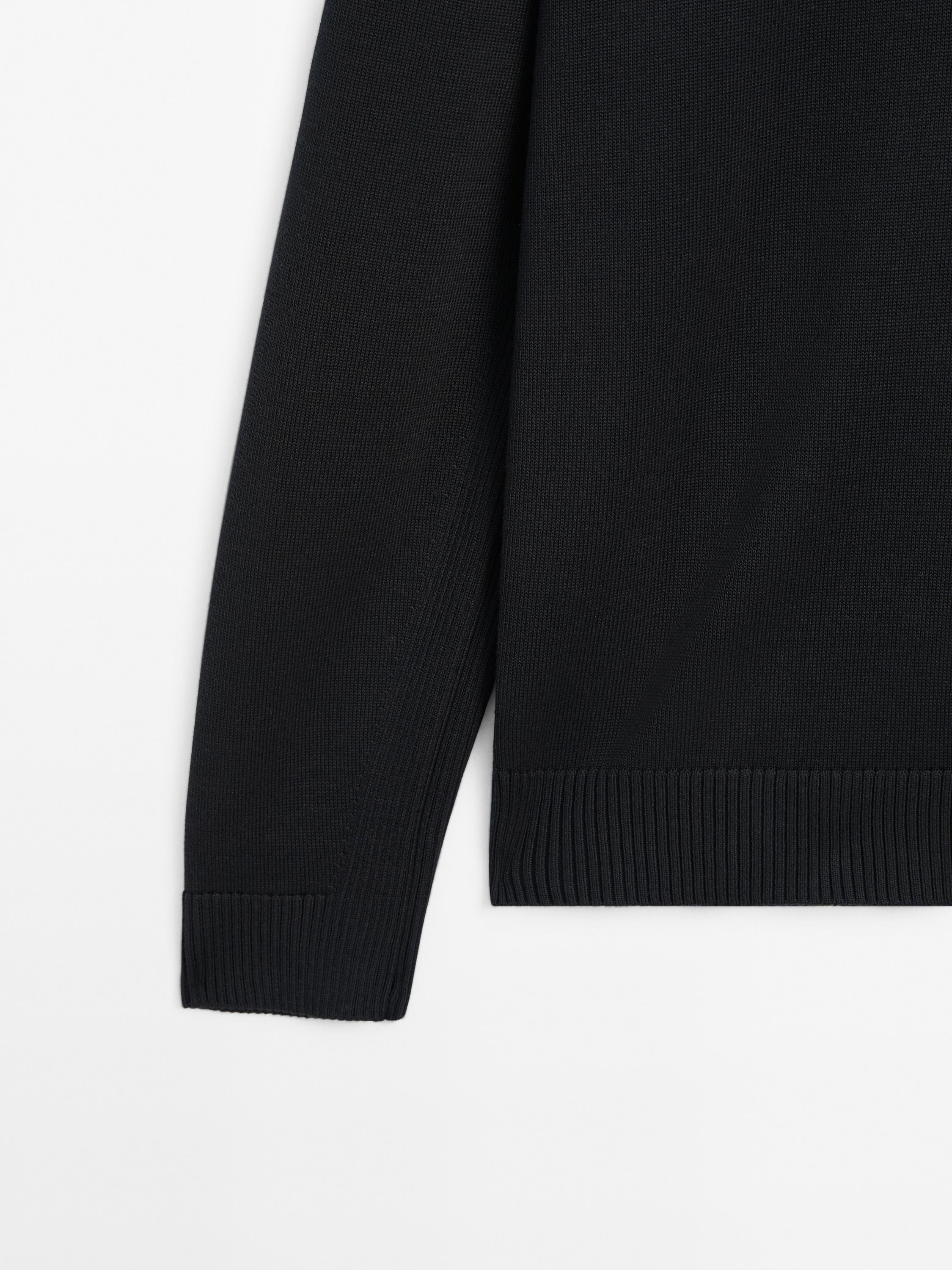 Knitted jumper mock neck zip cotton