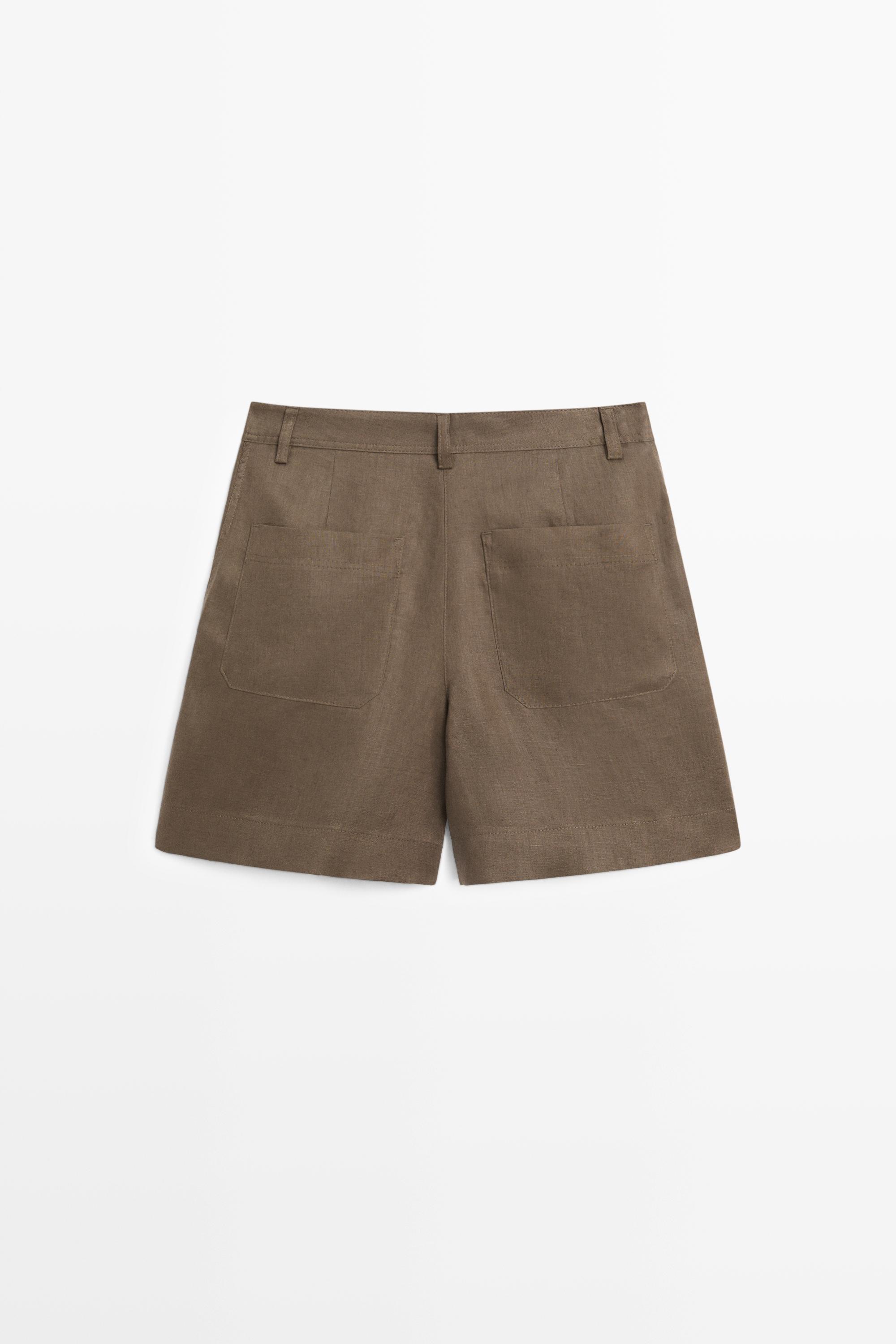 Pleated 100% linen shorts — MOSS