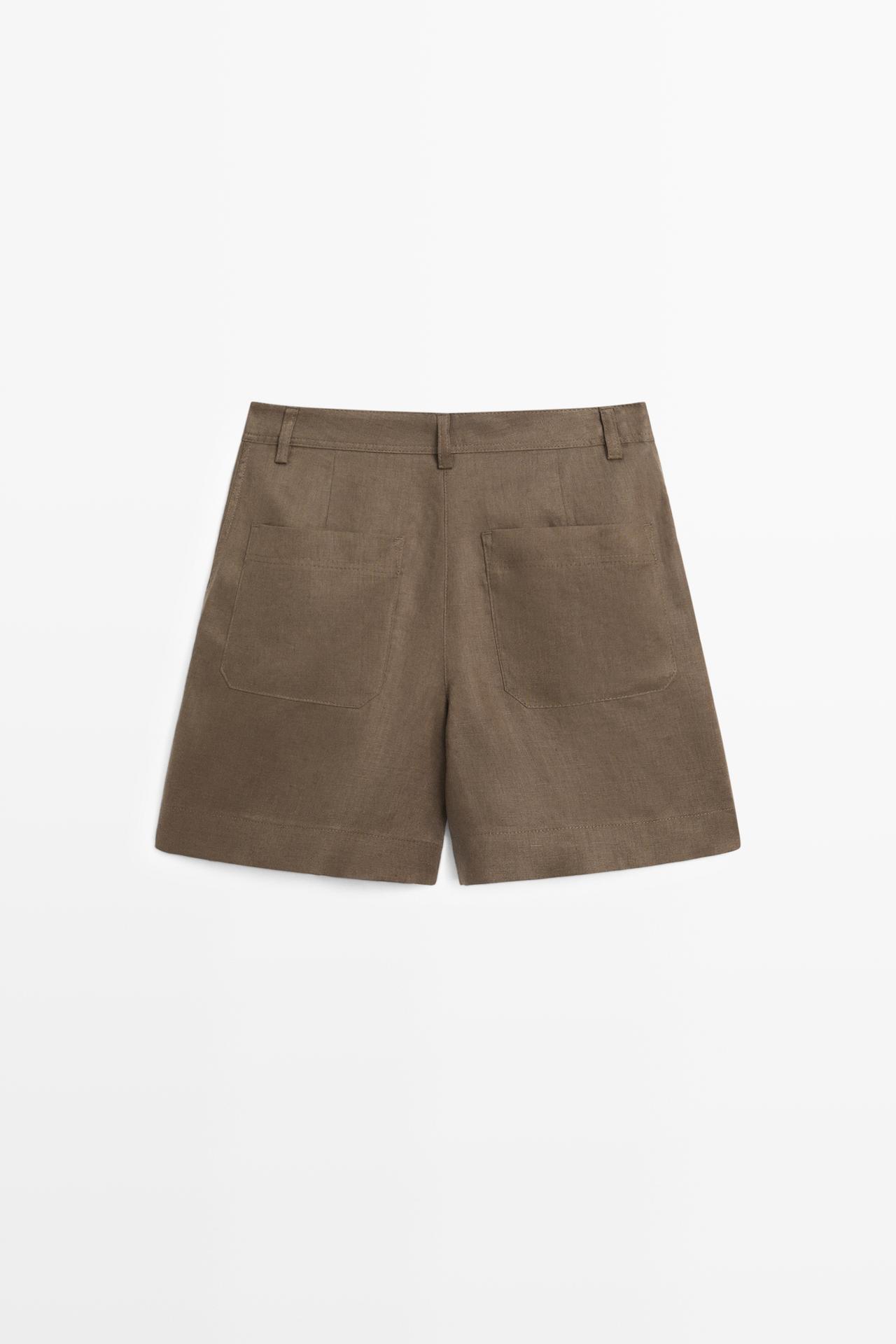 Pleated 100% linen shorts — MOSS
