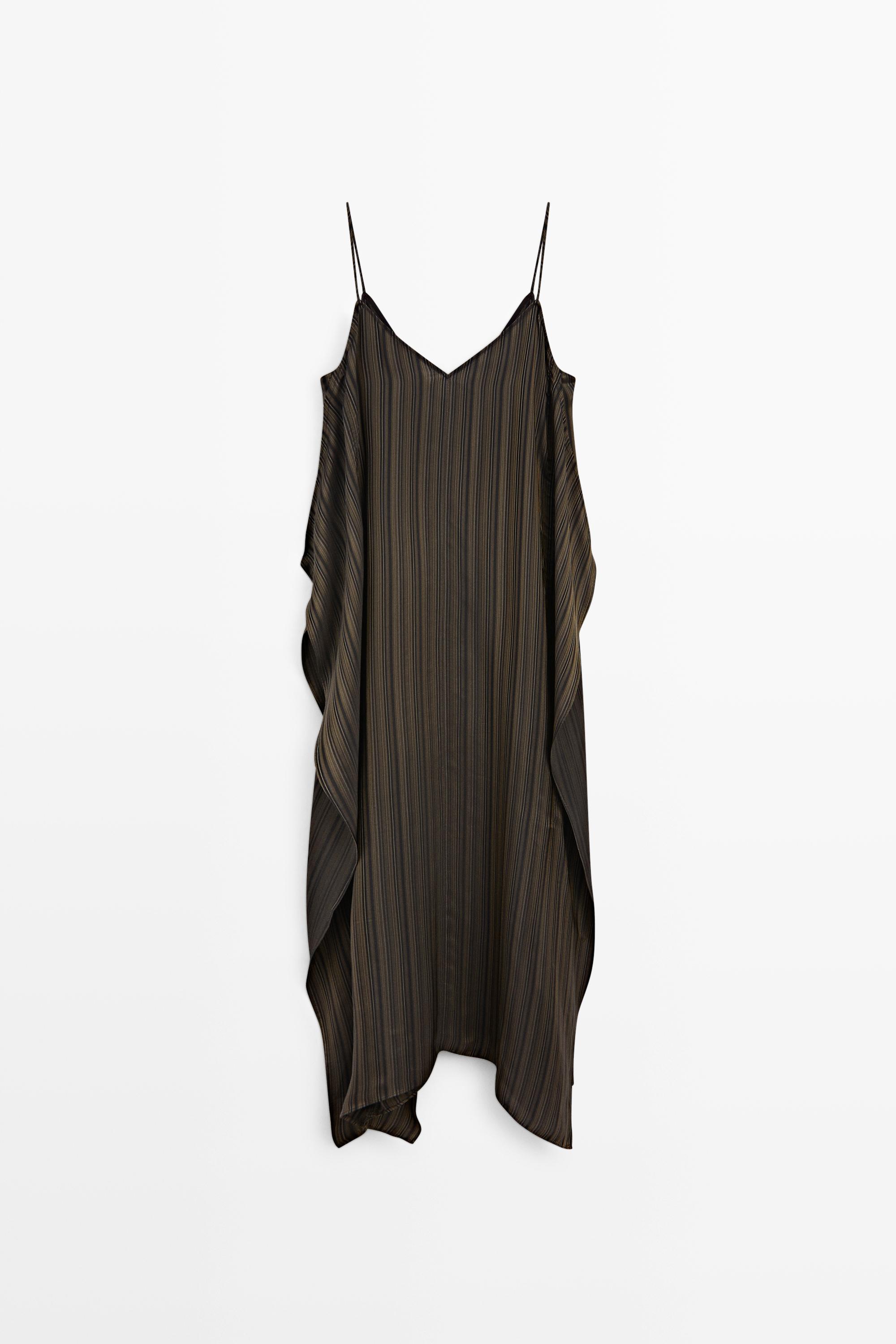 Asymmetrical flowing midi dress — DARK GREY