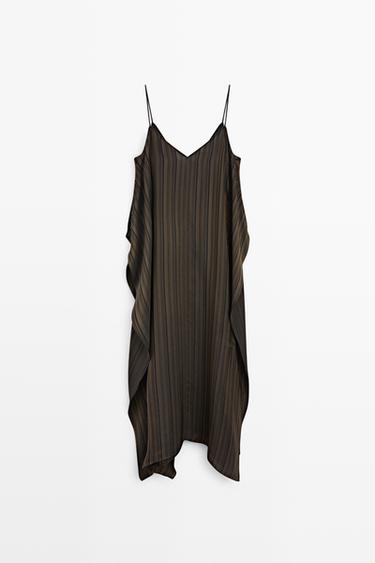 Asymmetrical flowing midi dress — DARK GREY 2
