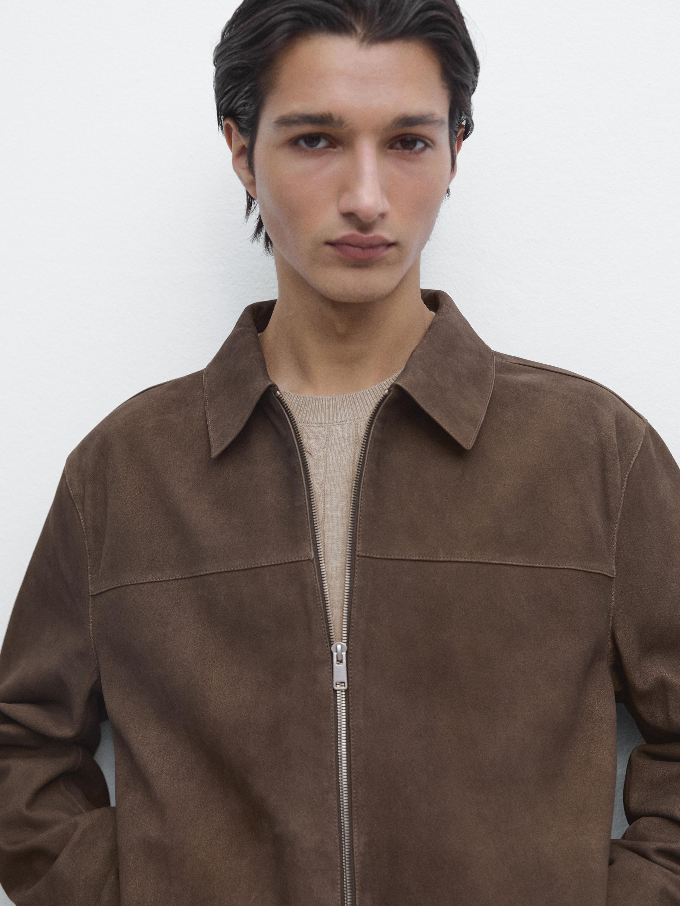 Suede leather jacket — MOLE BROWN