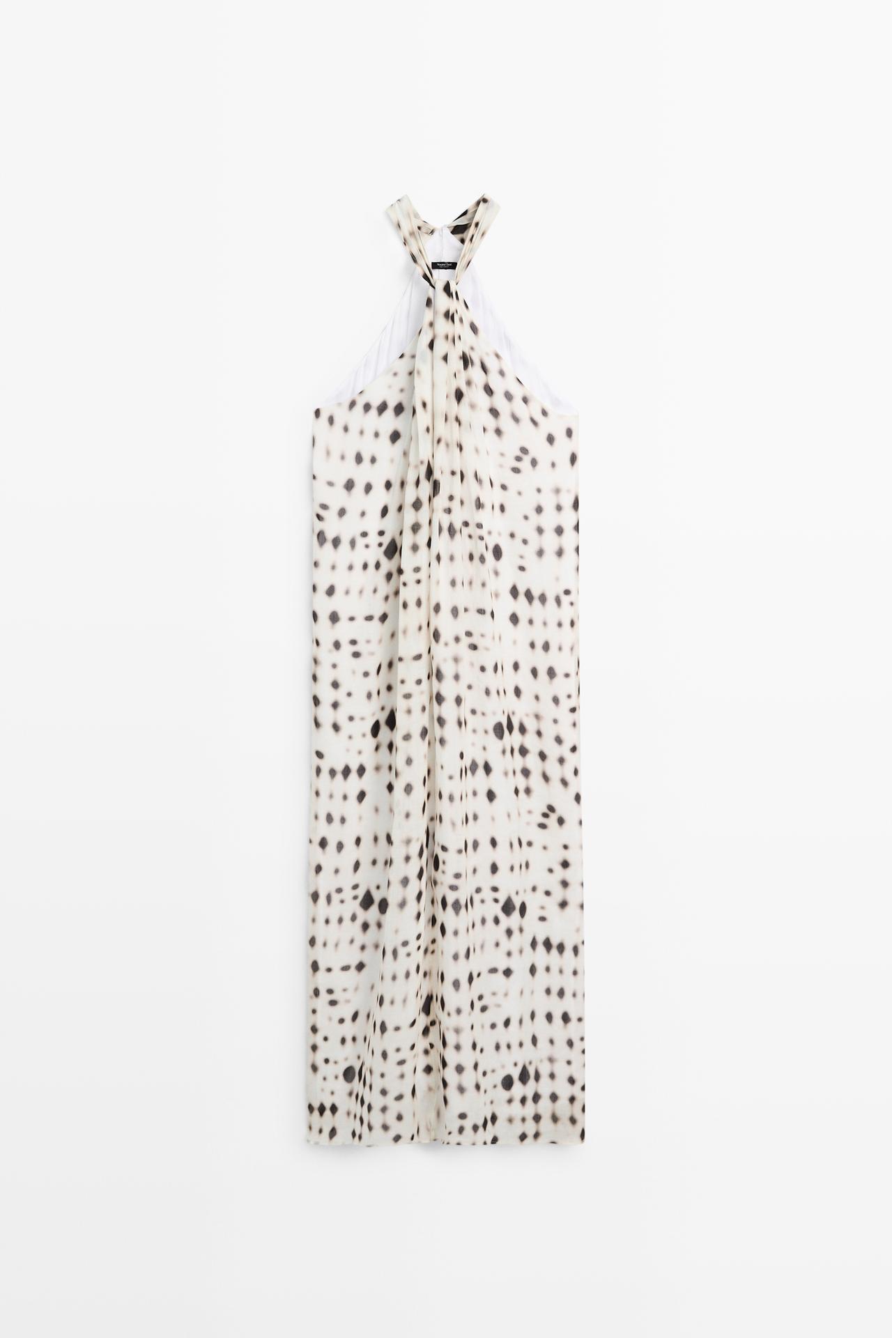 Printed halter dress — Off white