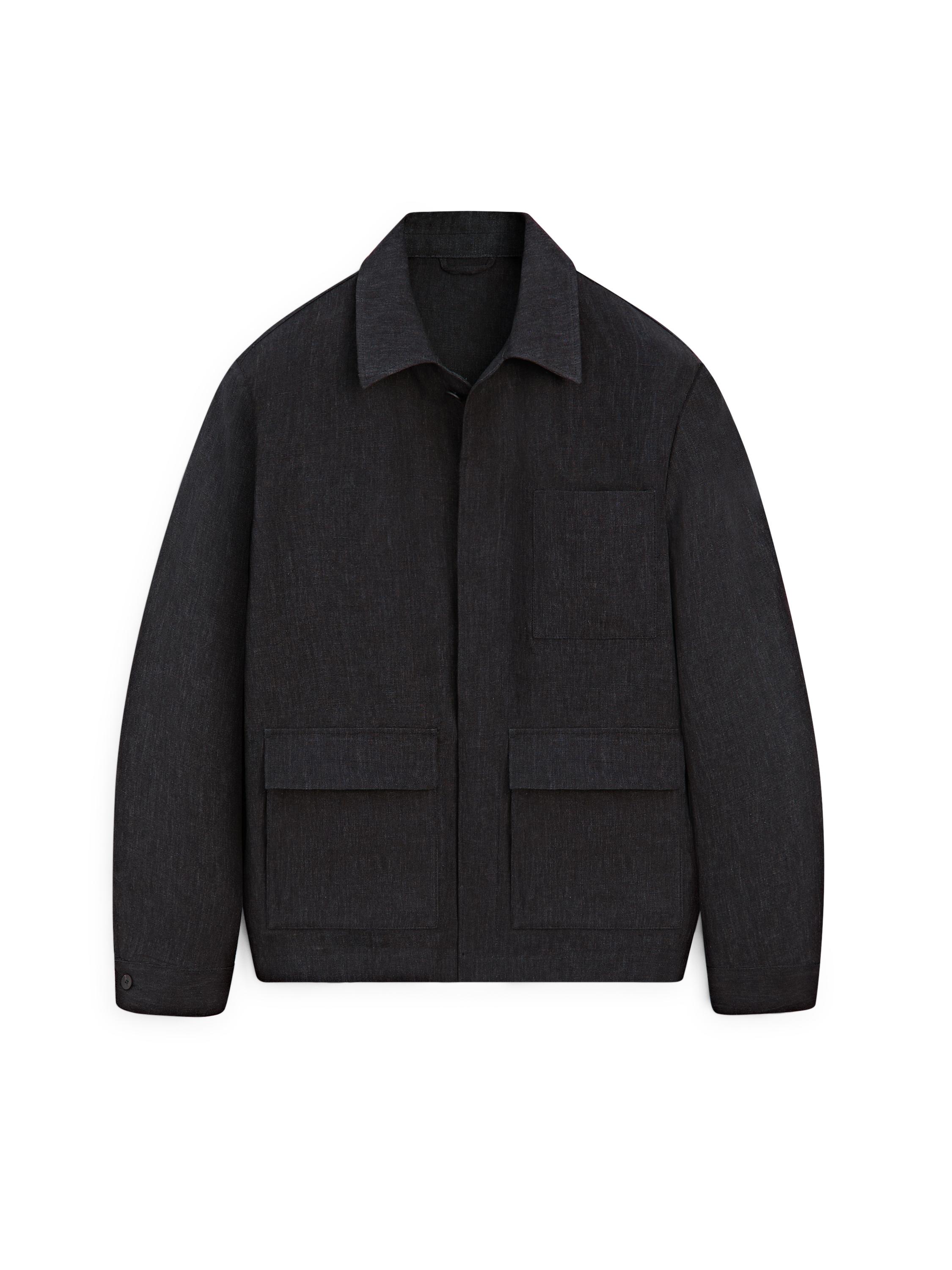 Total look linen jacket with flecked detail — DARK BLUE