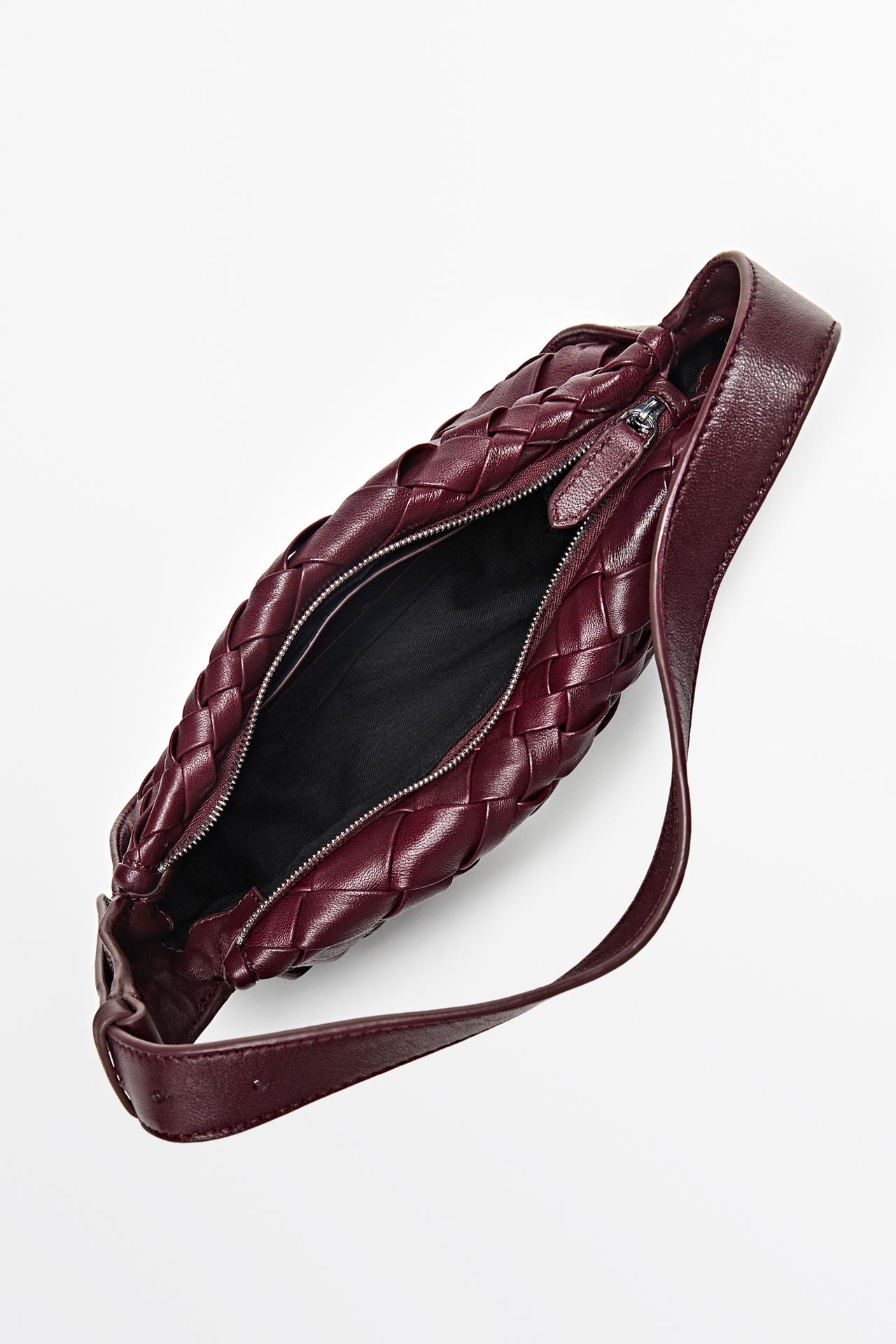 Mini braided sheepskin bag — BURGUNDY