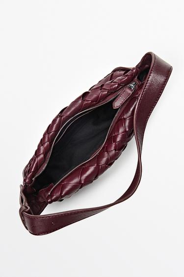 Mini braided sheepskin bag — BURGUNDY 4
