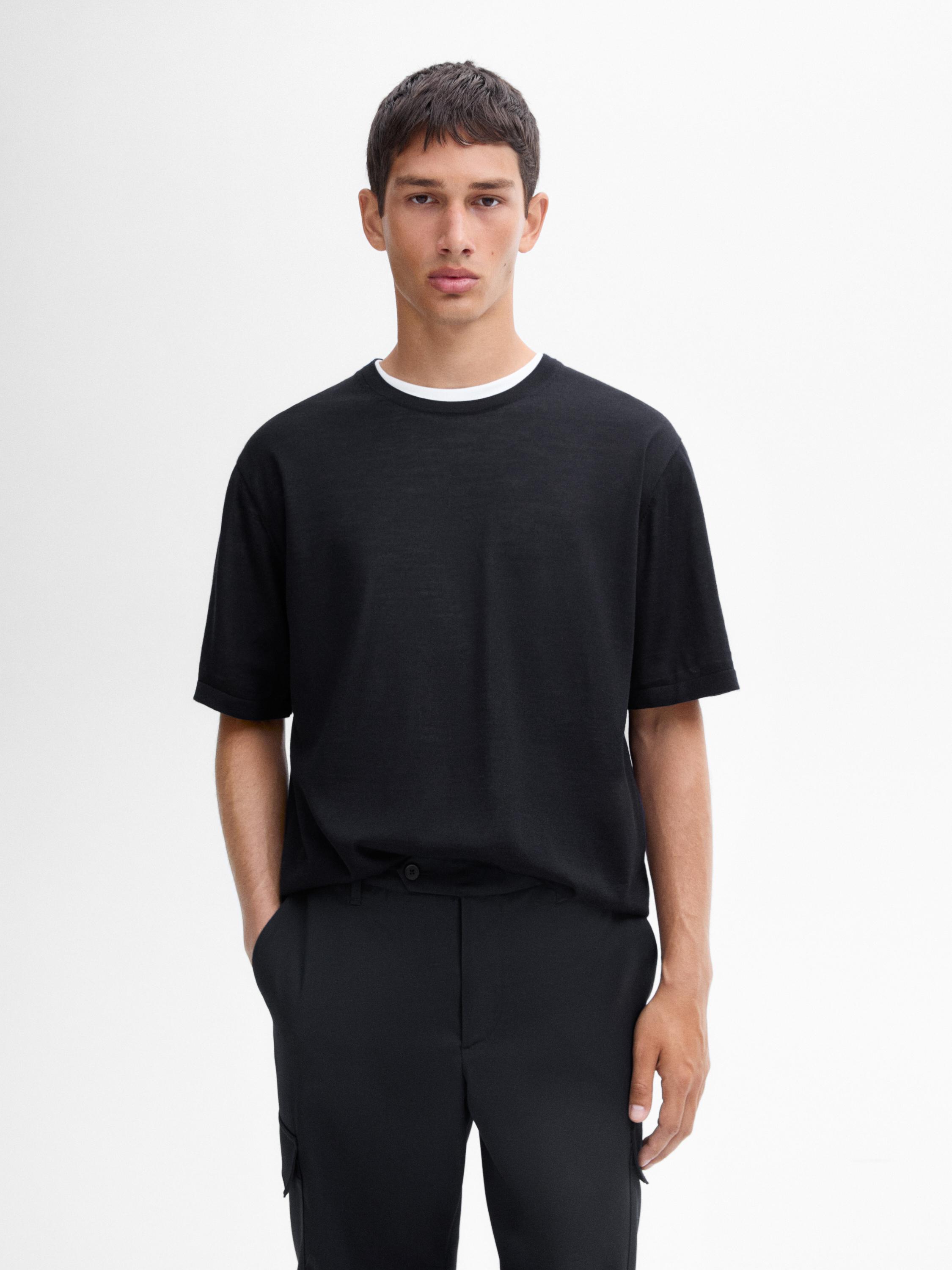 Wool blend knit T-shirt