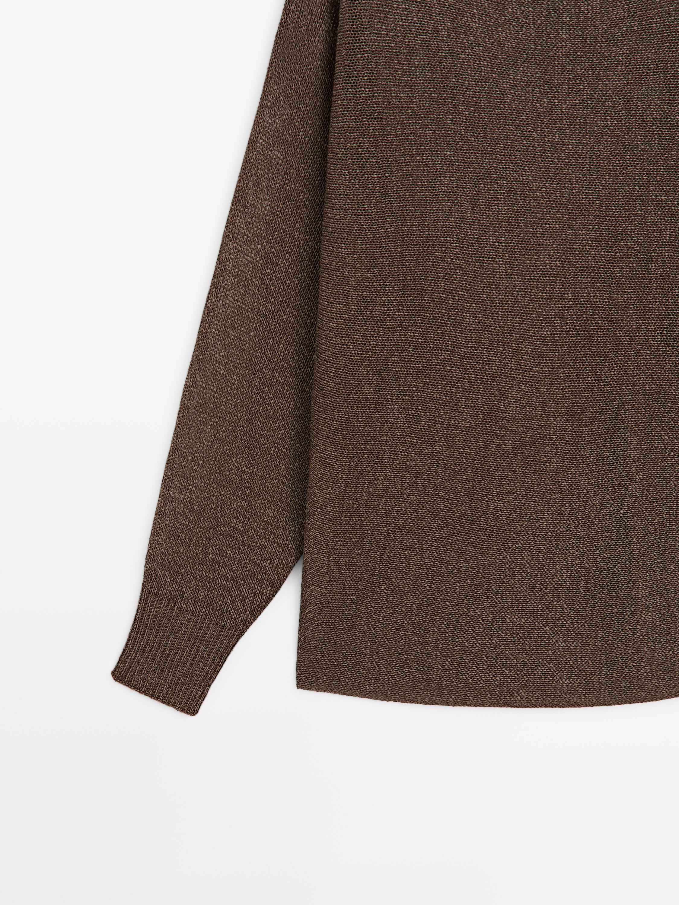 Flowing cotton blend knit sweater — BROWN