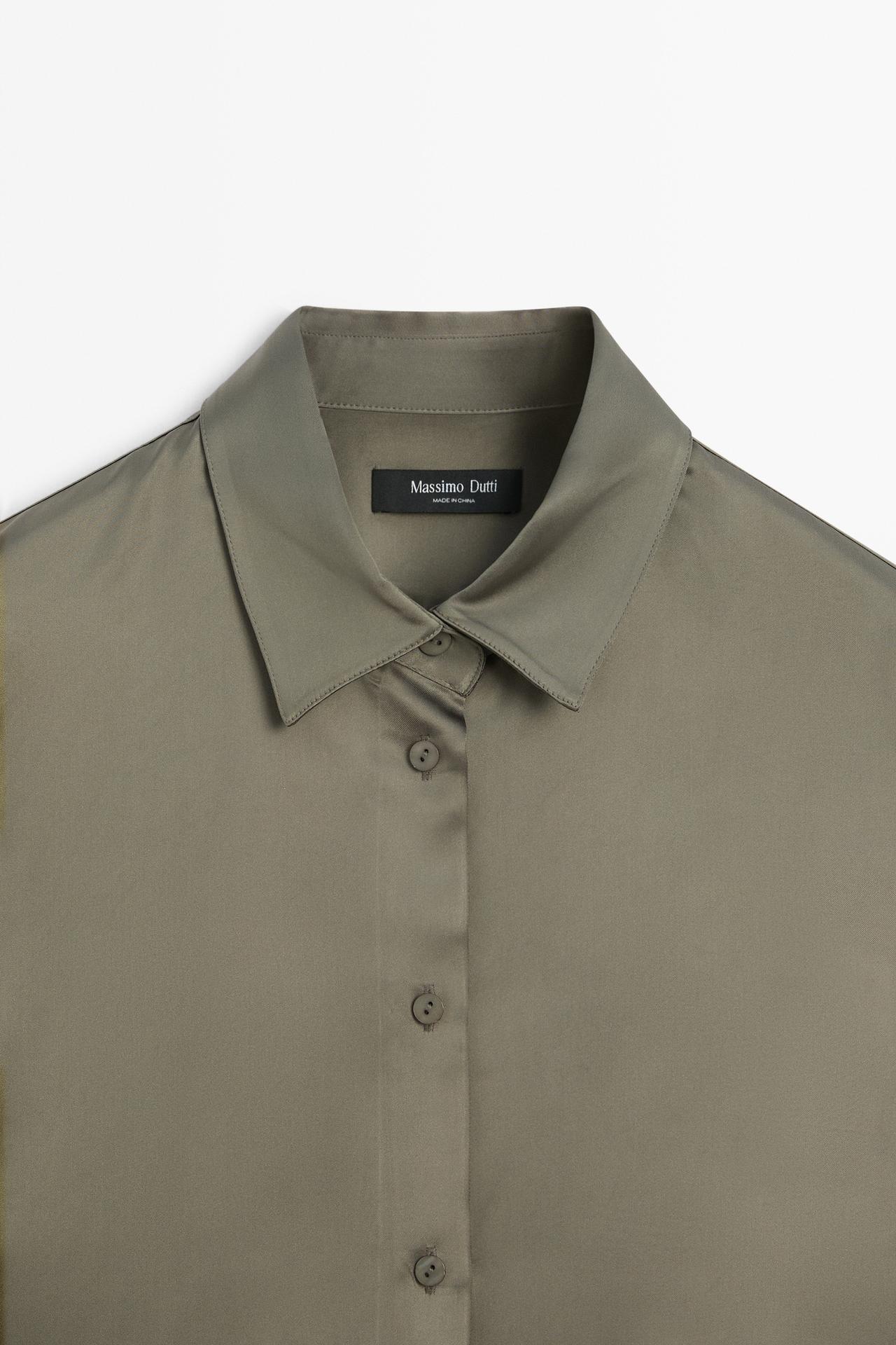 Flowing satin shirt — Greyish green