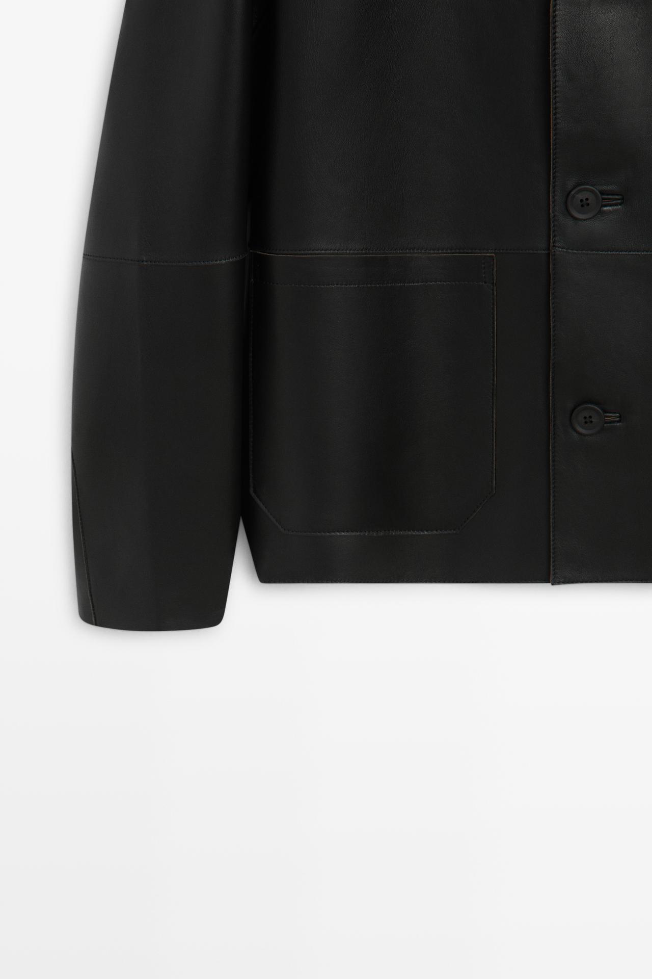 Nappa leather jacket with button detail — BLACK